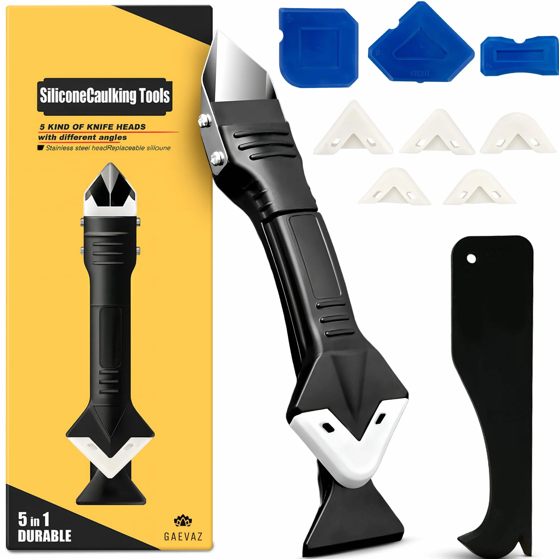 Kit Aplicador Silicona Profesional 10 Piezas – Herramientas para Juntas, Esquinas y Sellado – Espátulas, Rascador y Alisador – Ideal para Baño, Cocina y Ventanas (10 Piezas)
