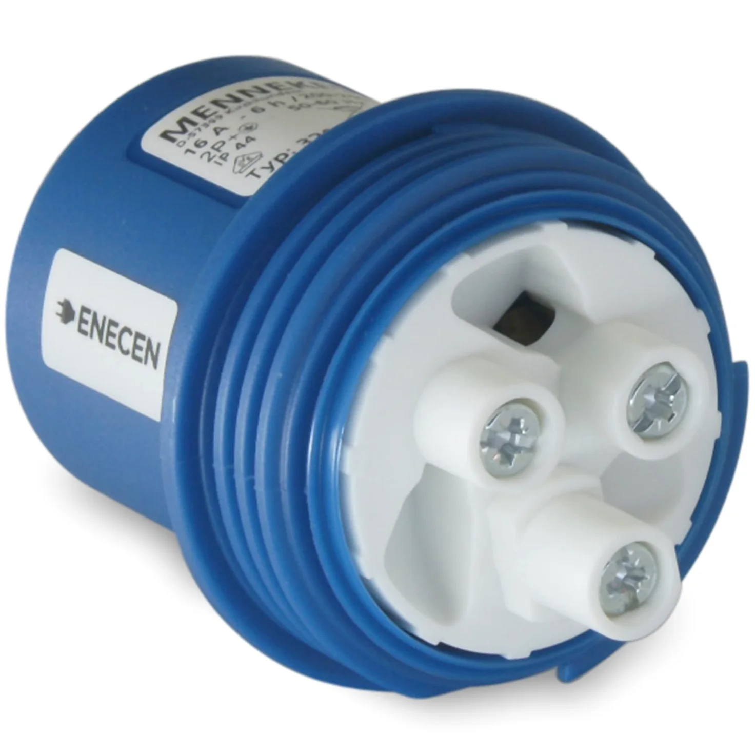 CEE - Juego de conectores y acopladores (230 V, 16 A, 3 p, IP44), color azul Mennekes