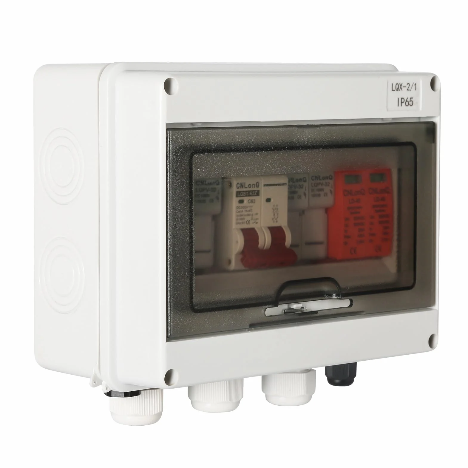 Jadeshay Caja Combinadora Fotovoltaica,Caja de Distribución Solar con DC500V 63A Disyuntor Magnetotérmico Automático 15A Fusibles Portafusibles y 40KA Protector contra Sobretensiones para Panel Solar