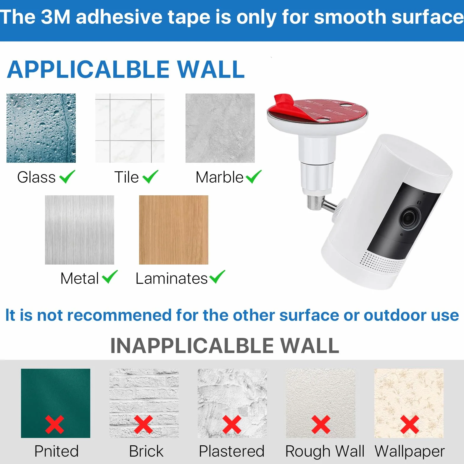 Soporte de pared para cámaras de seguridad eufy 2C/2C Pro, 2/2 Pro, 3C/S300, 3/S330 y eufyCam SoloCam S220/C210. ​​Ajustable 360 ​​grados, adhesivo o con tornillos (2 unidades)
