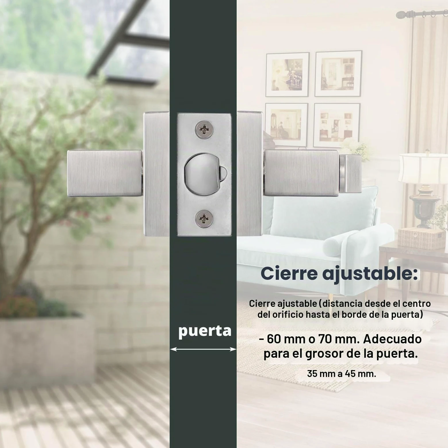 HSEAMALL Tirador de palanca para puerta, tirador de puerta interior con cerradura y llave, puerta de entrada cuadrada para dormitorio oficina mano derecha o izquierda (plata)