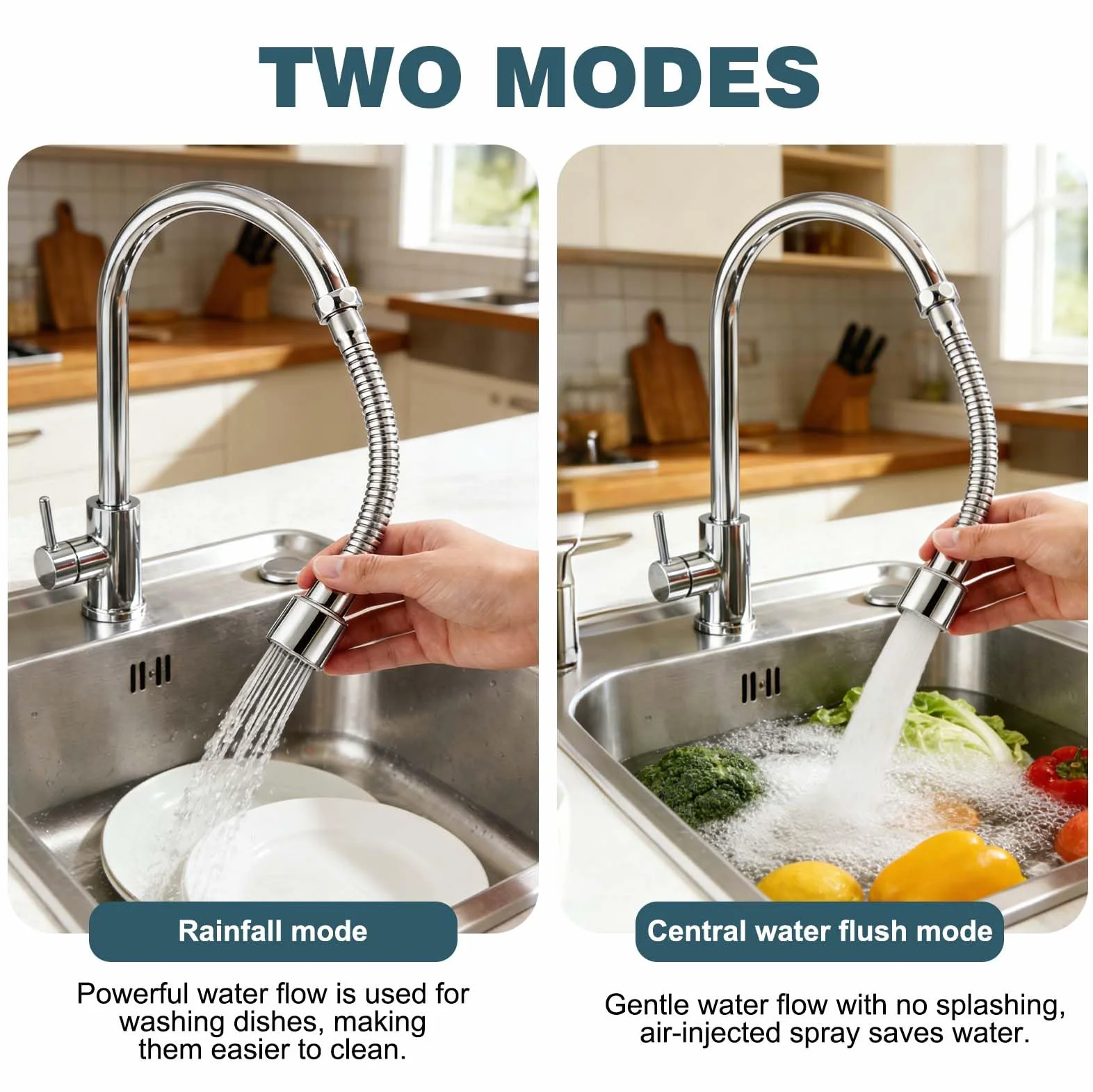 Alargador Grifo Cocina 20cm de acero inoxidable, Extensor Grifo Cocina, Adaptador Extensor Grifo Flexible 360º para Mayoría de Grifos de Cocina y Baño