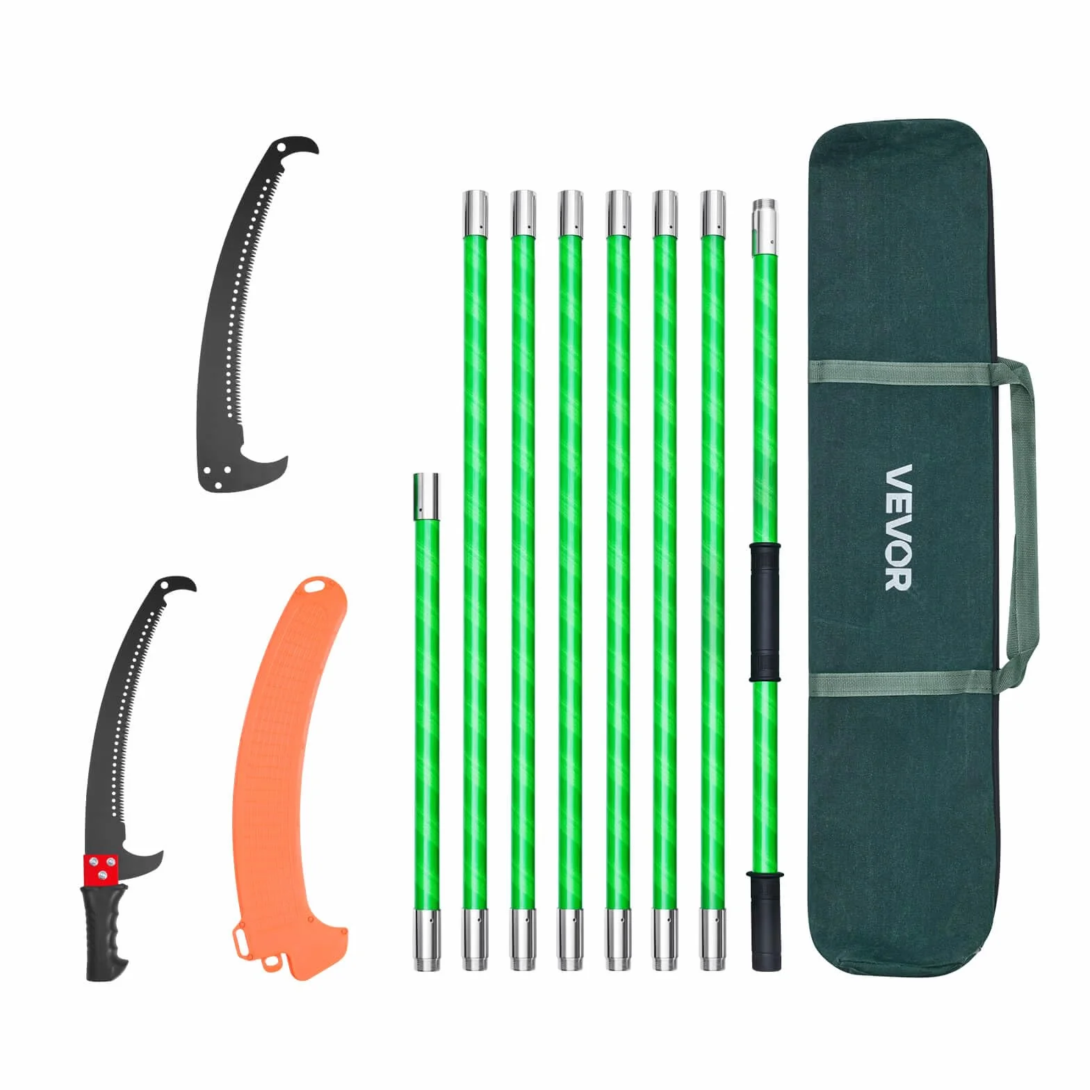 VEVOR Sierra de Pértiga Manual 118-809,3 cm Podadora de Árboles Extensible Hoja de Acero 65 Mn