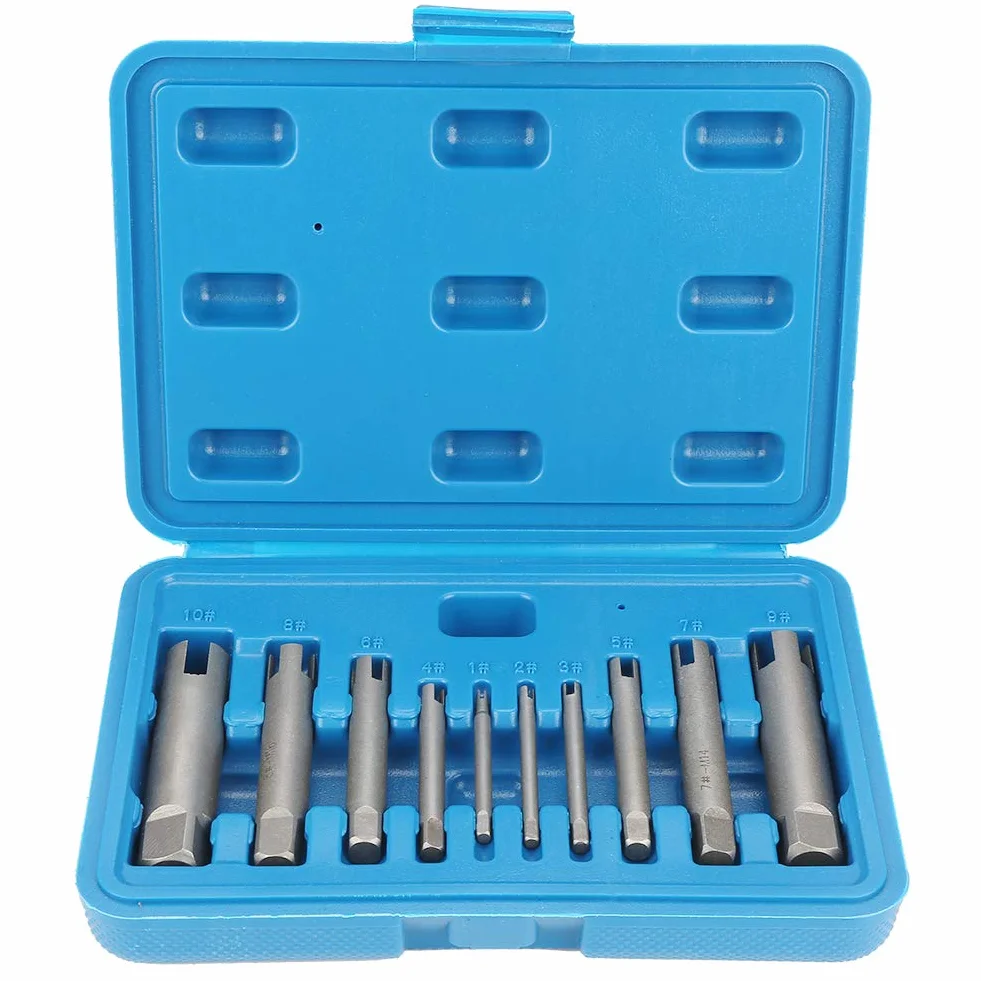 Extractor de Machos de Rosca de Cabeza Rota, Extractor de Tornillos de Acero Juego de Extractor de Machos de Rosca Pelado para Removedor de Tornillos Y Pernos(10Pcs)