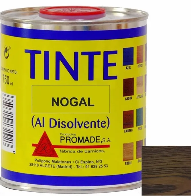 Tinte al disolvente para teñir la madera. 750 ml, Nogal