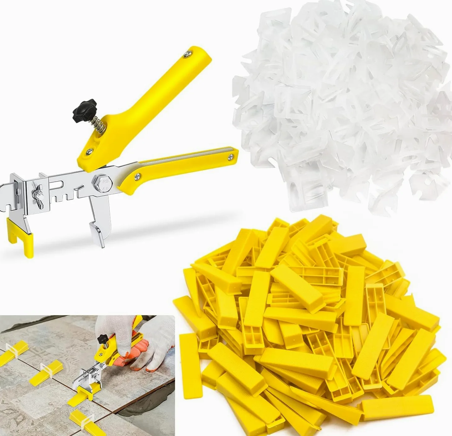 Nuyoah Sistema de Nivelación de Azulejos 2mm 501pz Niveladores de Azulejos | Con 400 Cuñas Niveladoras Suelo 100 Reutilizables Espaciador 1 Alicates Profesional para Cerámica con un Grosor de 3 a 12mm