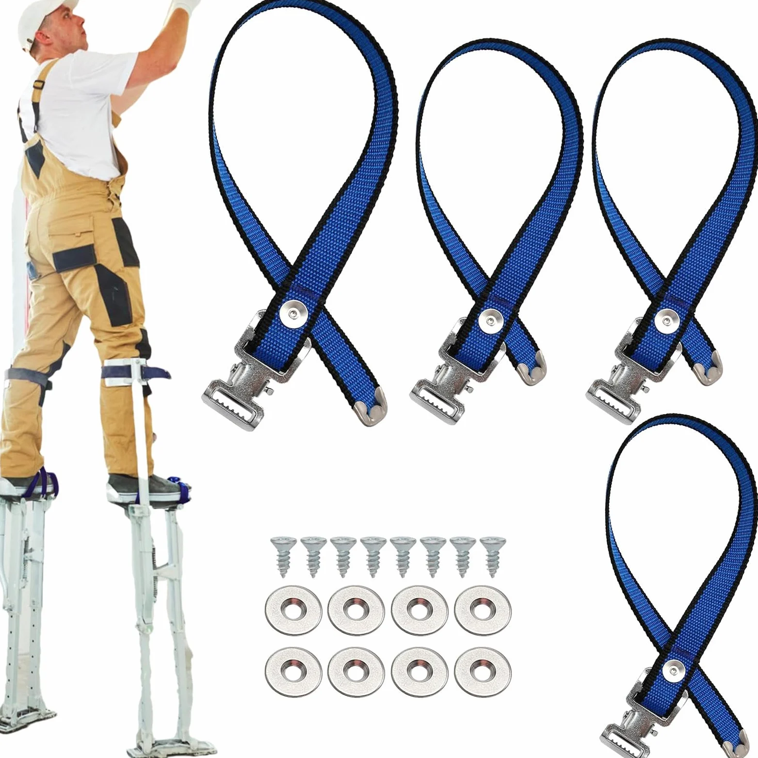 Correas para zancos de yeso, correa de fijación de pierna resistente, piezas de repuesto para paneles de yeso, bandas de patas de zanco, correas de repuesto diseñadas para zancos de yeso,
