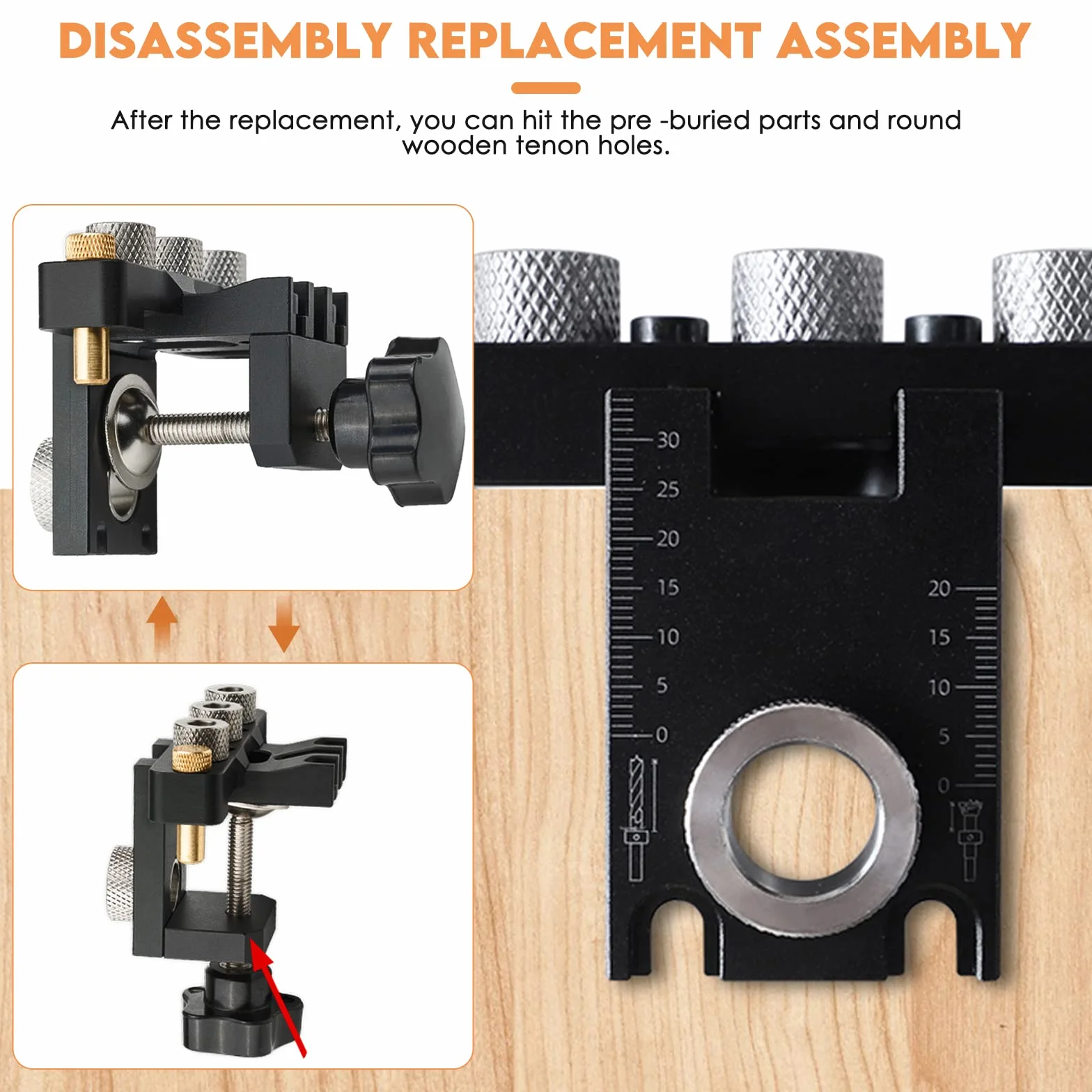 Pocket Hole Jig 3 en 1 Kit de Plantilla de Orificio de Bolsillo con Broca de 8/10/15 mm para Carpintería