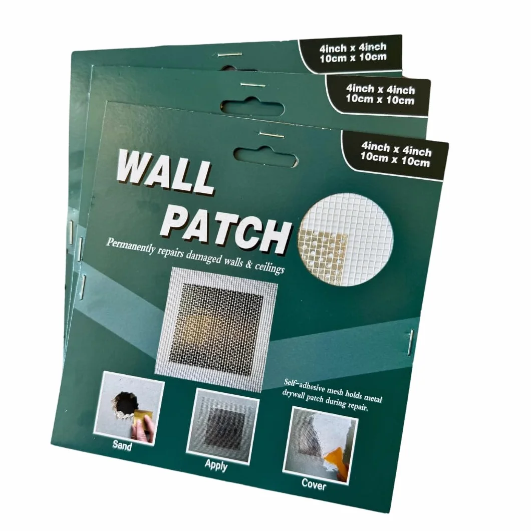 Paquete de 3 parches de pared autoadhesivos de fibra de vidrio de 10 cm x 10 cm, parche de reparación de pared, parche de yeso autoadhesivo, kit de reparación de paneles de yeso para reparar agujeros