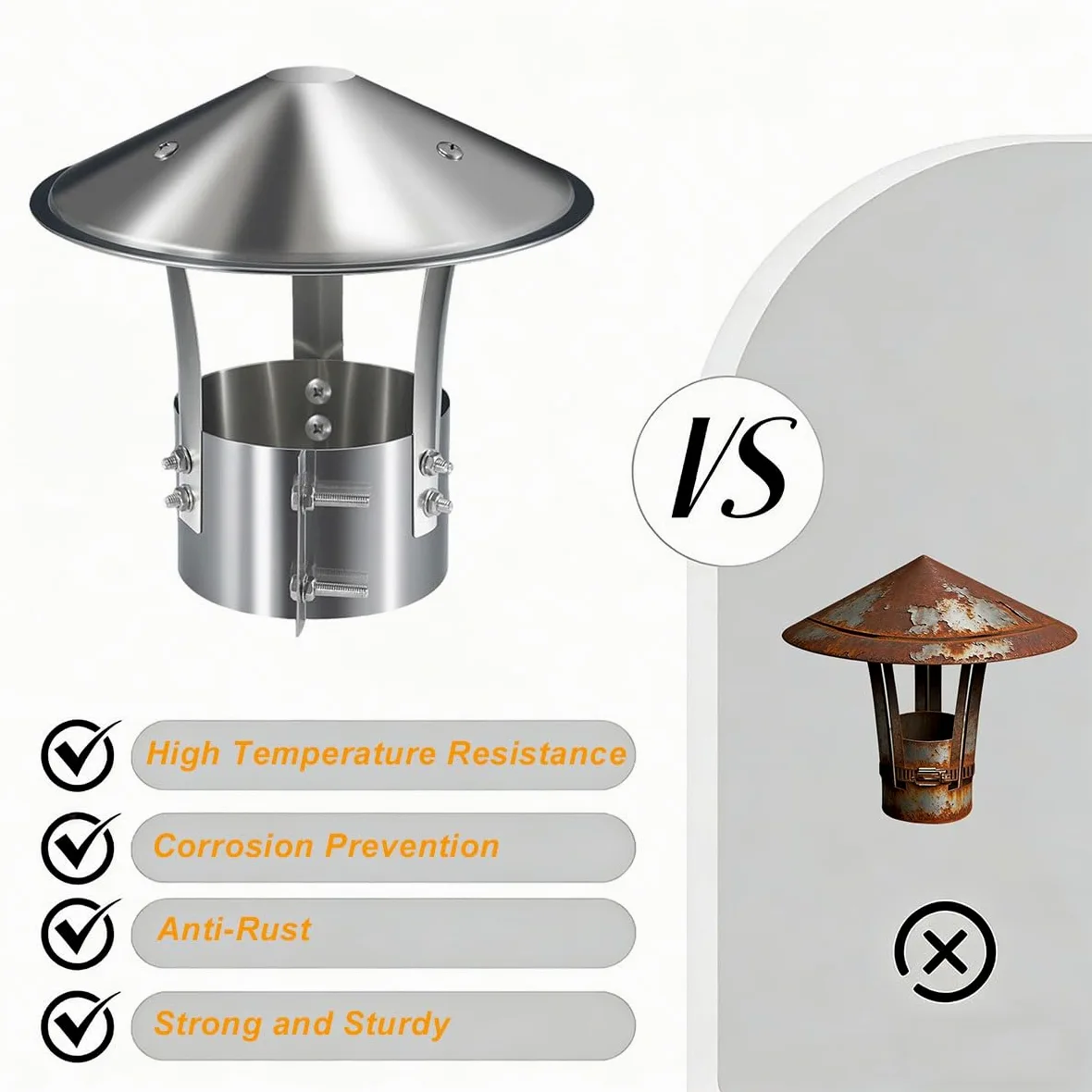 Sombrero Chimenea de Acero Inoxidable 201 Tapa de Ventilación 14 15 16 17 18cm, Sombrerete de Chimenea a Prueba de Lluvia, Puede Soportar Condiciones Climáticas Difíciles(16cm)