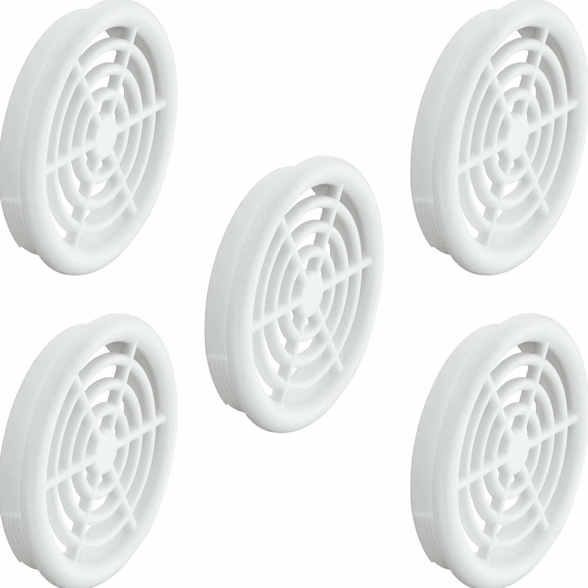 cyclingcolors 5x Rejilla de ventilación redonda 43 mm Diámetro total 48 mm de plástico Orificio Gabinete Armario Cocina, Blanco