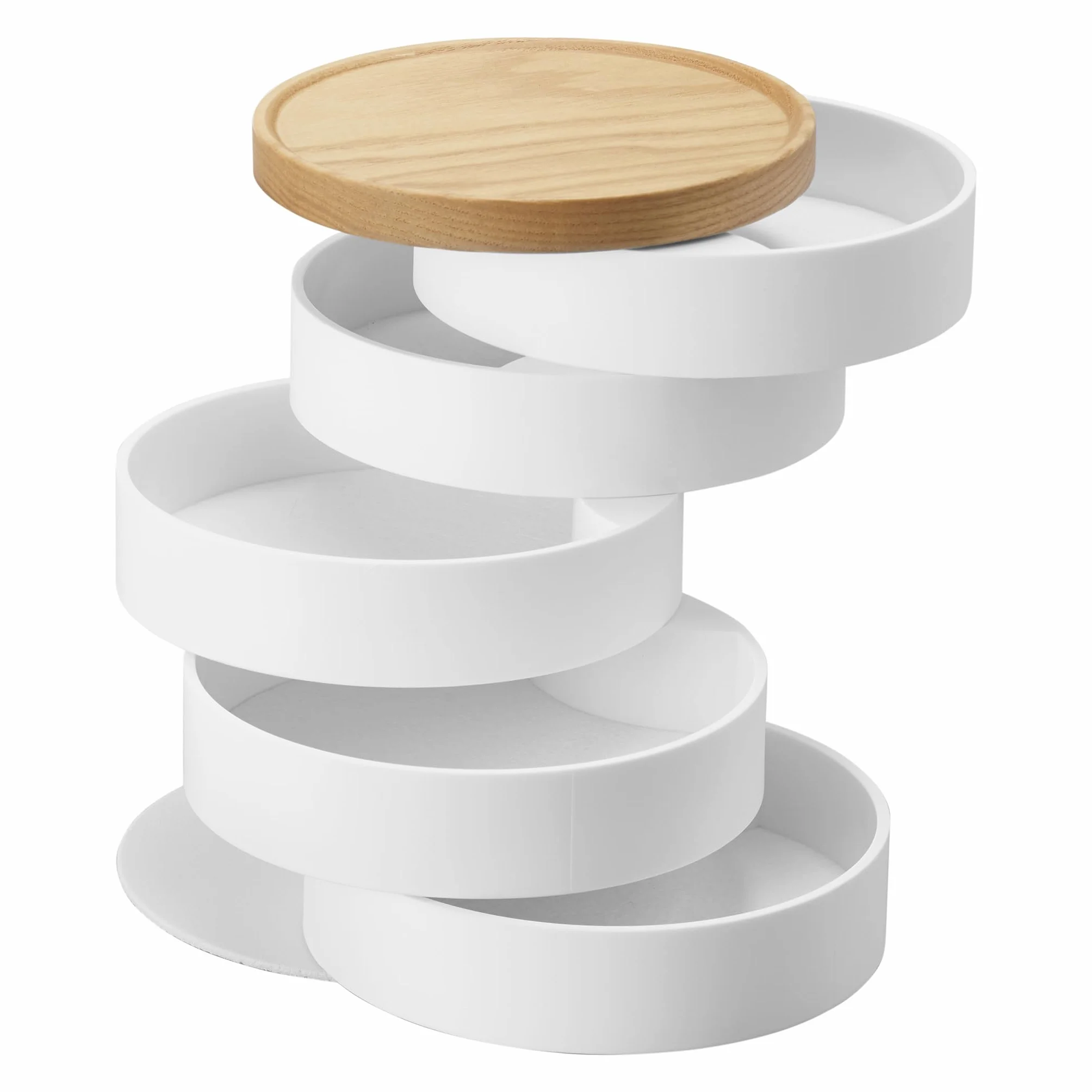 YAMAZAKI 5312 TOSCA 5~Tiered Accessory Box, white, Wood/Steel/ABS Resin, 10 x 10 x 12.5 cm