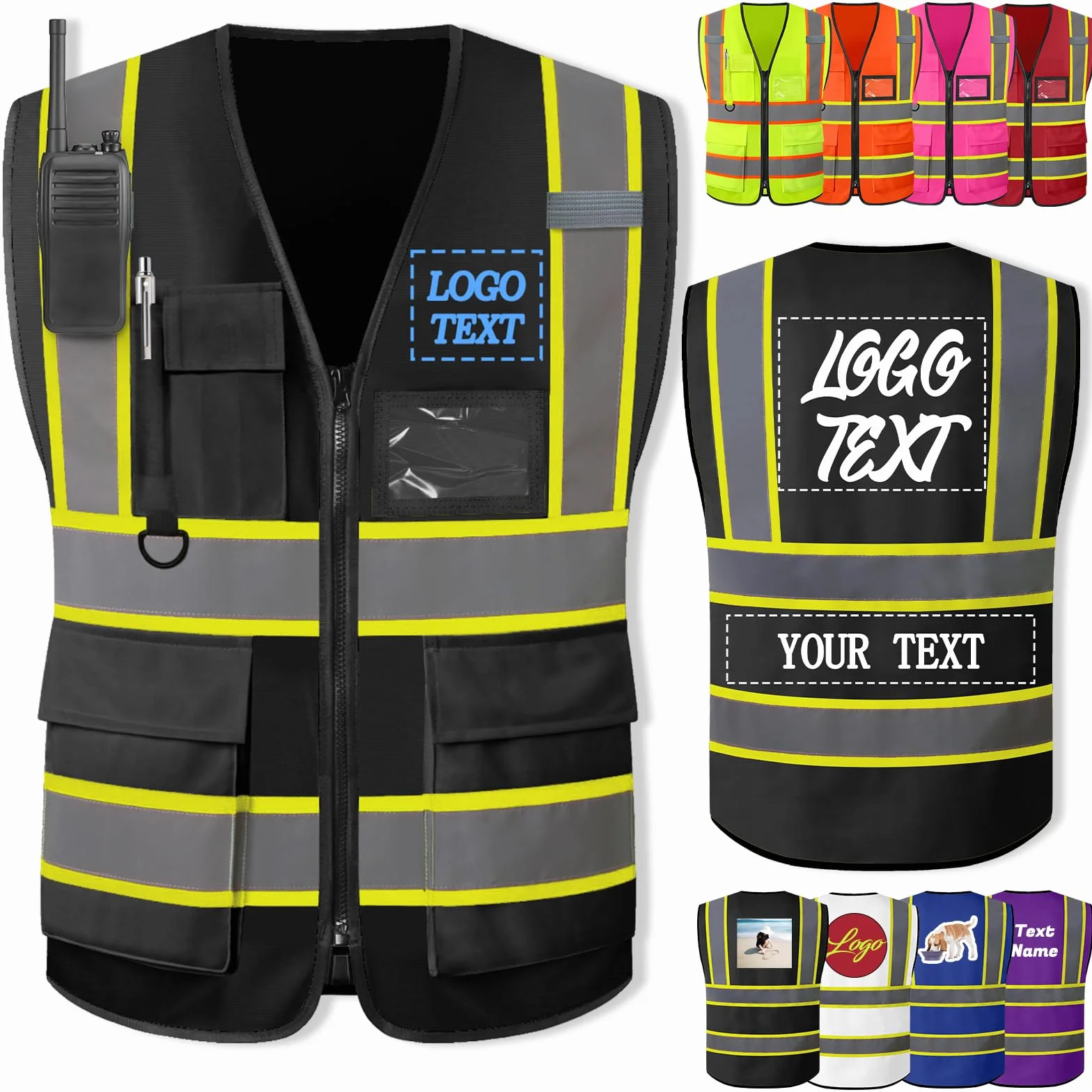 Chaleco Seguridad Personalizado con Logotipo Chaleco Reflectante Personalizado Chalecos de Seguridad de Alta Visibilidad Dos Tonos Para Hombres Y Mujeres Que Trabajan