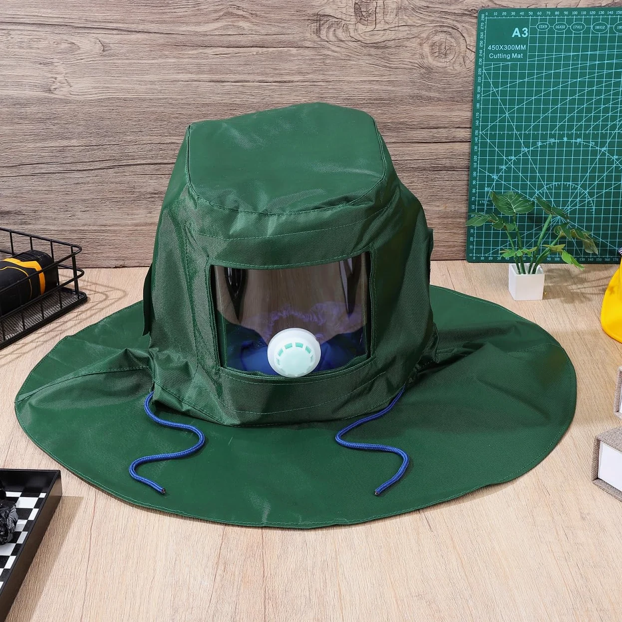 HOMSFOU Sandhaubenkappe Strahlhaube Sandhaubenmaske Schutzausrüstung für Sandstrahlgeräte staubschutzmaske schutzweste Gesicht Helm Rostentferner Sandstrahlkappe Sandstrahlmaske