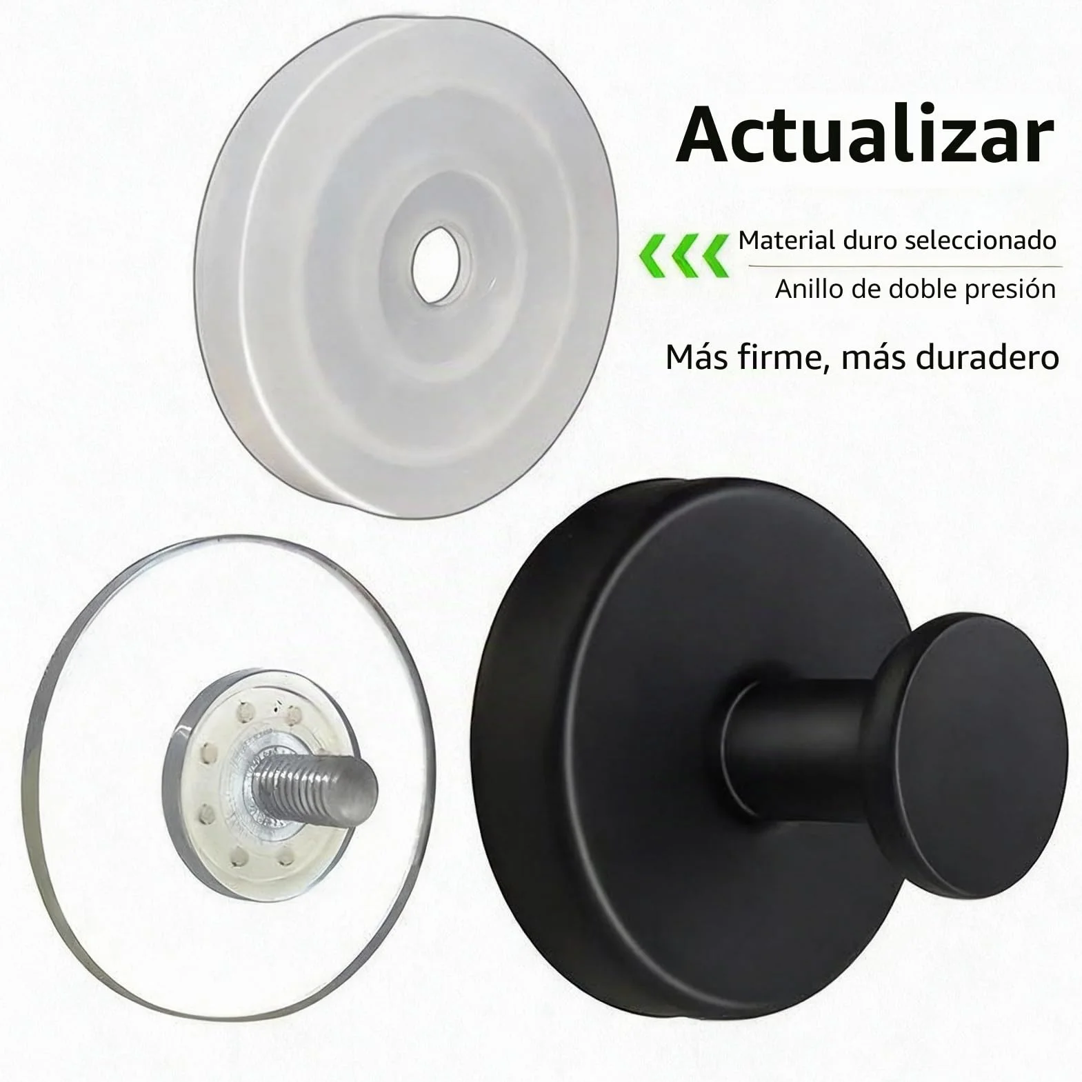 Ganchos de acero inoxidable con ventosa para baño cocina oficina, toallero sin taladrar, 2 PCS (Dorado)