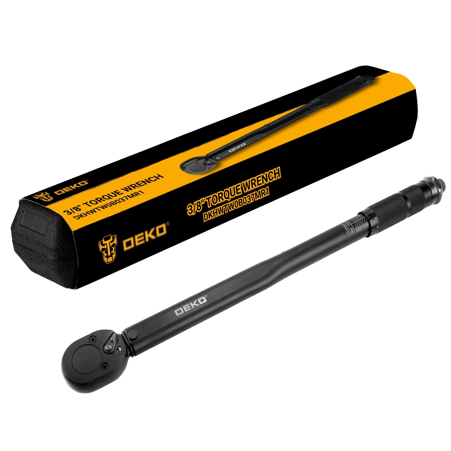 DEKOPRO Llave dinamométrica de doble dirección de 3/8 pulgadas, rango de 10-80 pies-libra y rango de 13.6-108.5 Nm, precisión de ±4%, trinquete de cromo vanadio de 24 dientes, mango mate