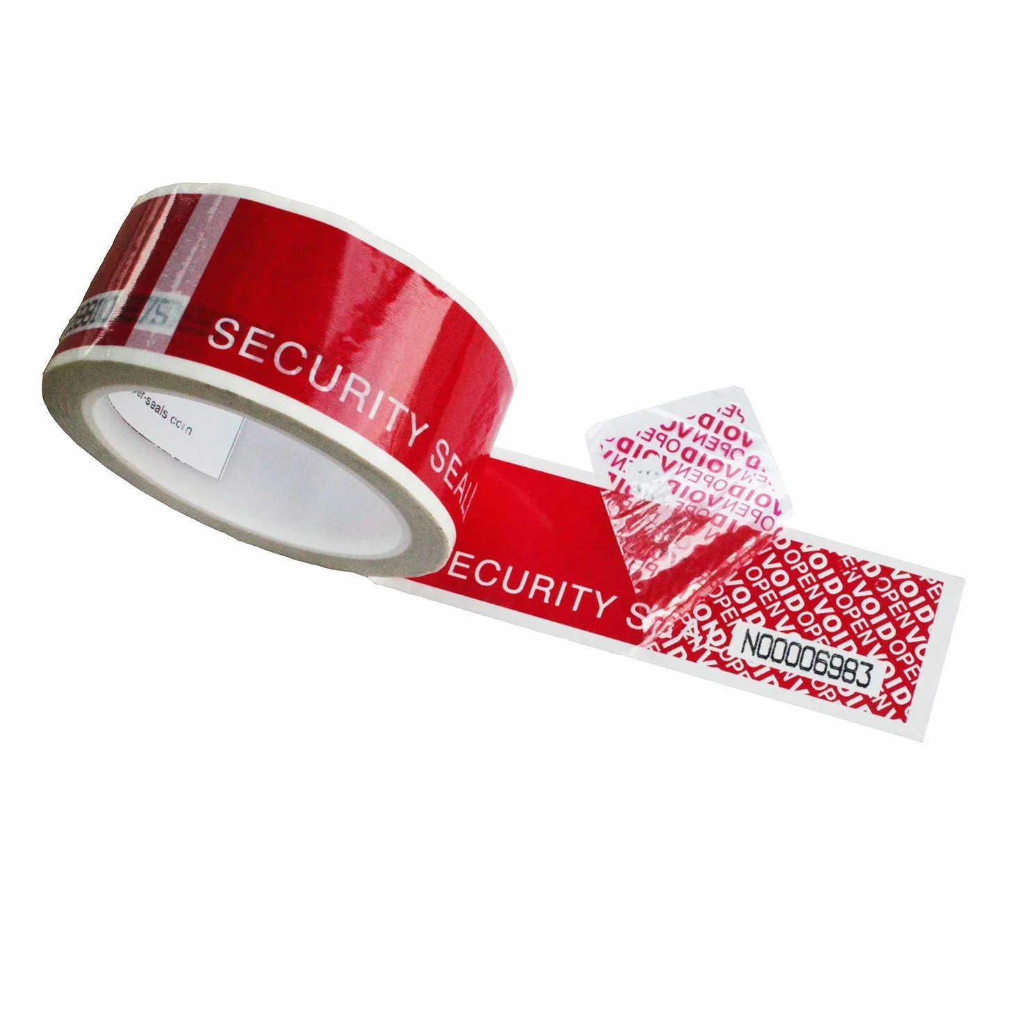 1 Rollo 48mm x 50m Rojo Precut Total Transferencia Tamper Evident de Cinta Adhesiva de Seguridad “VOID/OPEN” con Números de Serie
