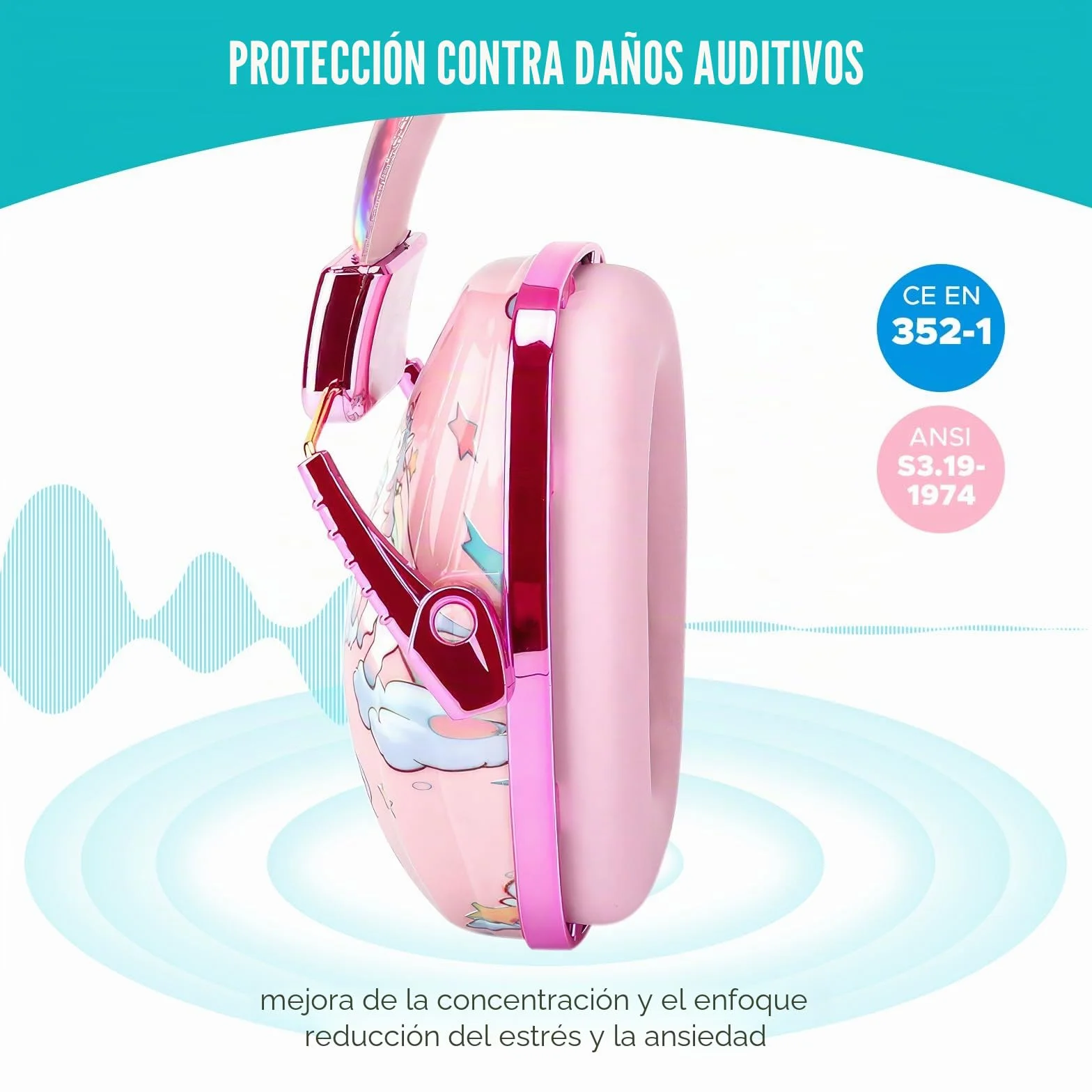 JYPS Cascos Antiruido Niños, Cascos Insonorizados Niños, Auriculares con Cancelación de Ruido Autismo, Bebe Orejeras de Protección Auditiva para Niña de 2+ Años, Bloquean el Ruido para Estudiar