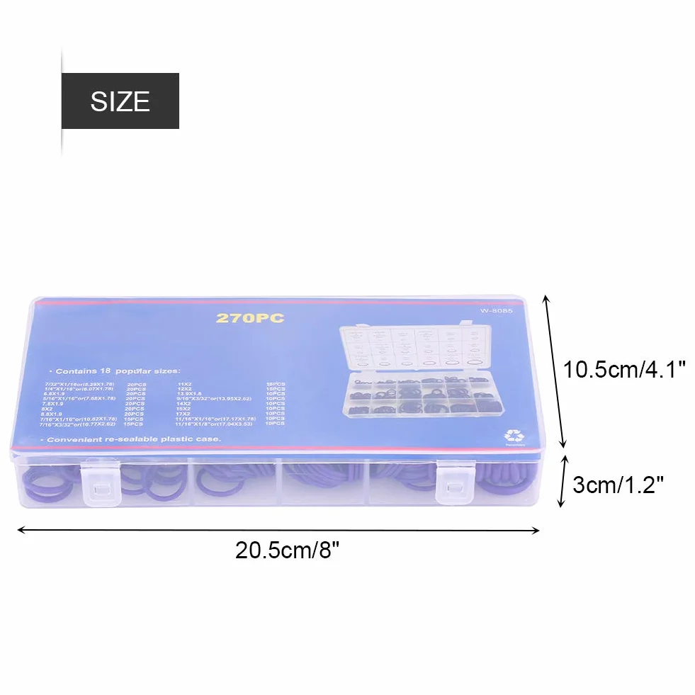 Kit de Anillo de AC o, 270 Piezas Aire de Automóvil Surtido o Anillos AC o Kit de Anillo Automotriz con Excelente Sellado para Reemplazo de Accesorios Profesionales (PURPLE)