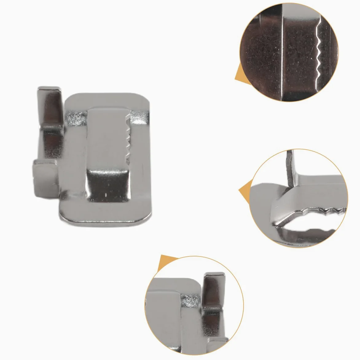 50 hebillas de 3/4" de ancho para abrazaderas de tubería, sello de ala para flejado, acero inoxidable 304