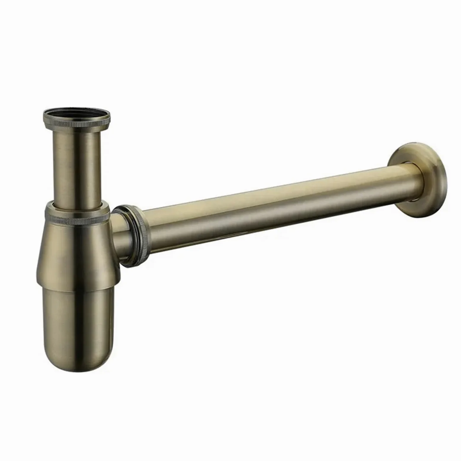 Desague lavabo Trampa for botellas de sifón pared latón macizo estilo antiguo con lavabo, tubo emergente plomería for residuos(Brushed Bronze)