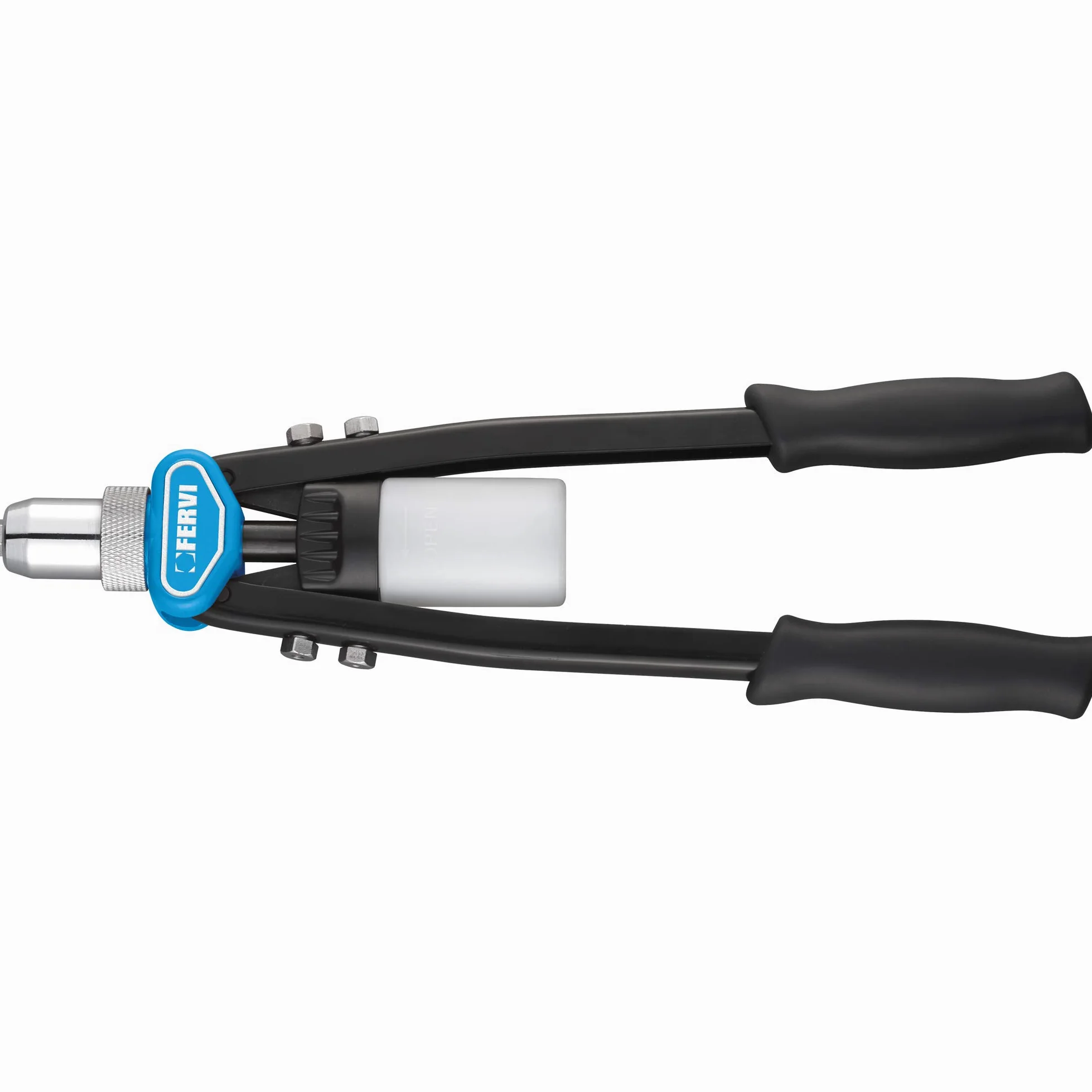 Fervi 453-0 Remachadora Una Palanca Doble, 3.2 A 6.4 Mm, Cian/Negro
