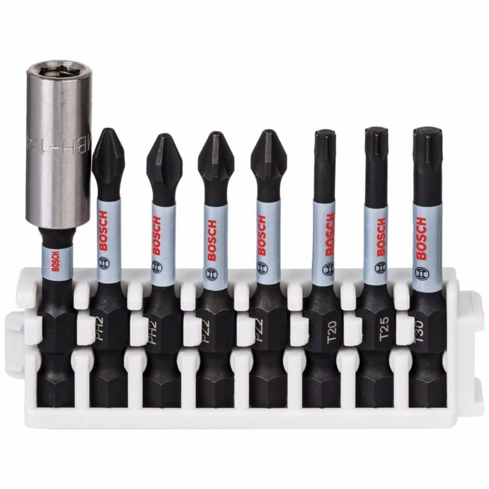 Bosch Professional 8 uds. Punta de Atornillar (Impact Control, PZ/PH Bits, Longitud 50mm, Universalhalter, Pick and Click, Accesorio Atornilladores de Impacto)