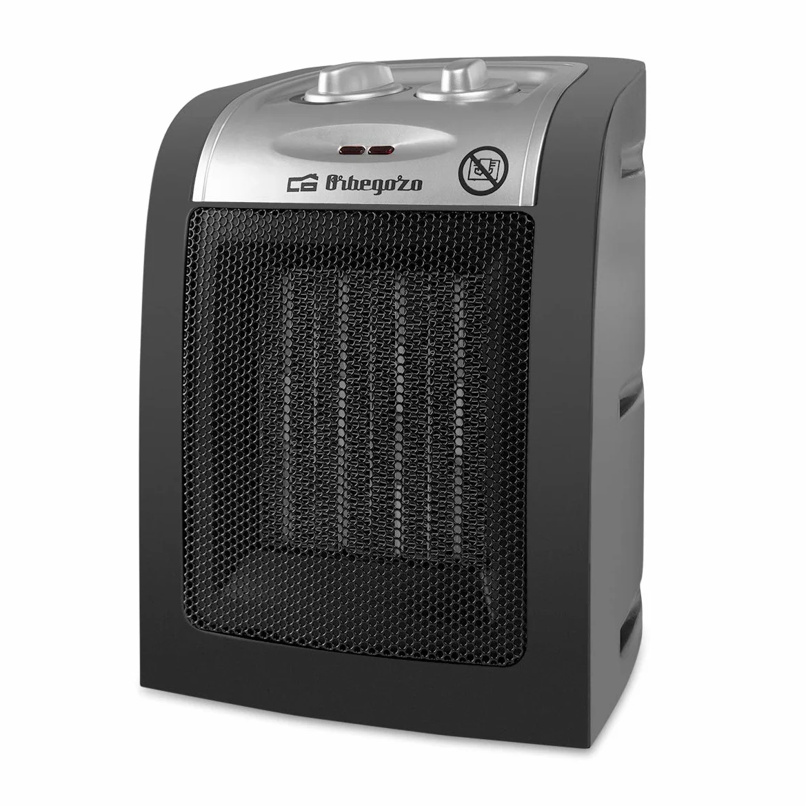 Orbegozo CR 5017, Calefactor, cerámico, 1500 W,2 niveles de potencia, termostato regulable, sistema de protección contra sobrecalentamiento, luz de encendido, posición ventilador, color negro