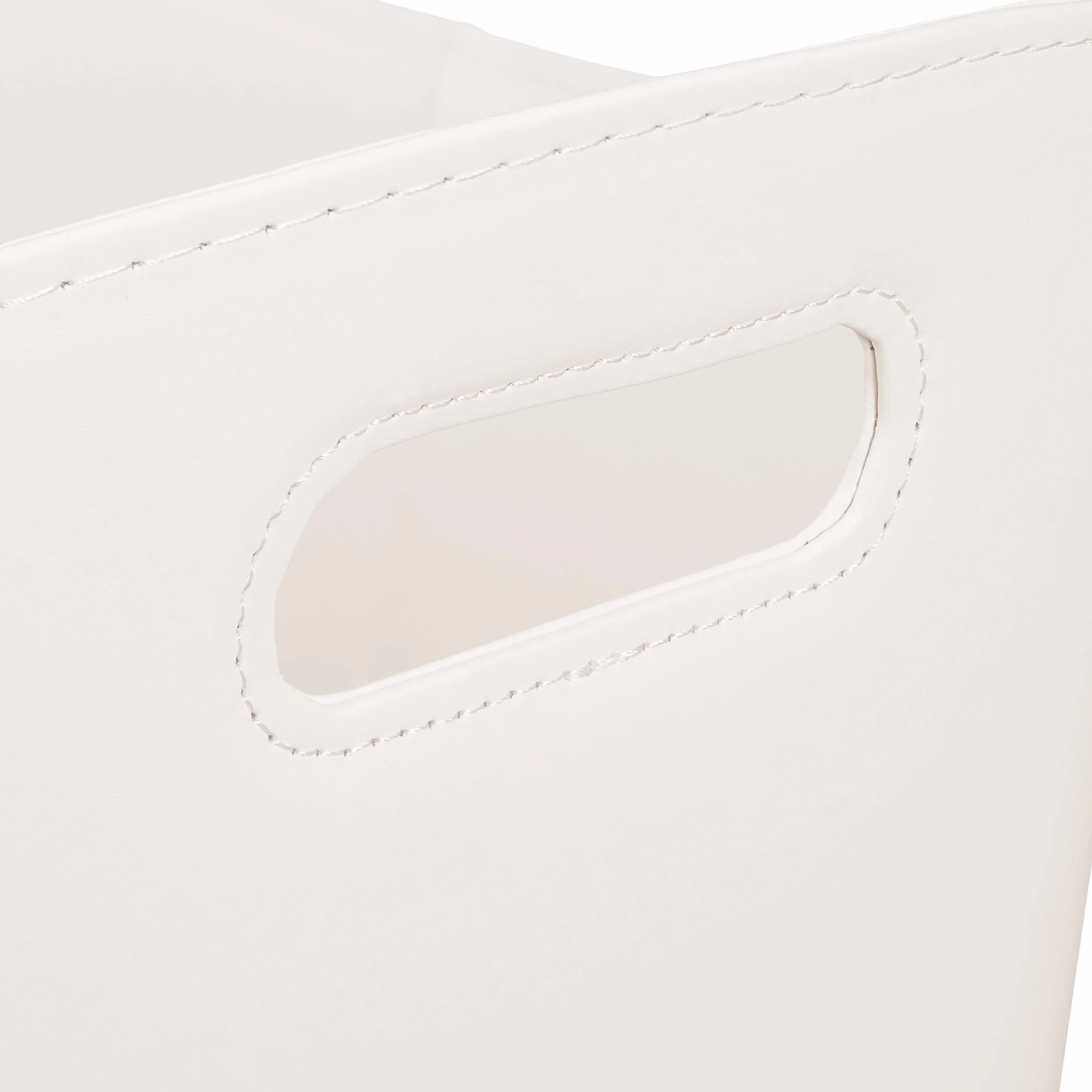 Relaxdays Cesta para Leña Piel Sintética XL, Canasto para Troncos con Asas, para Madera de Chimenea, Blanco Crema