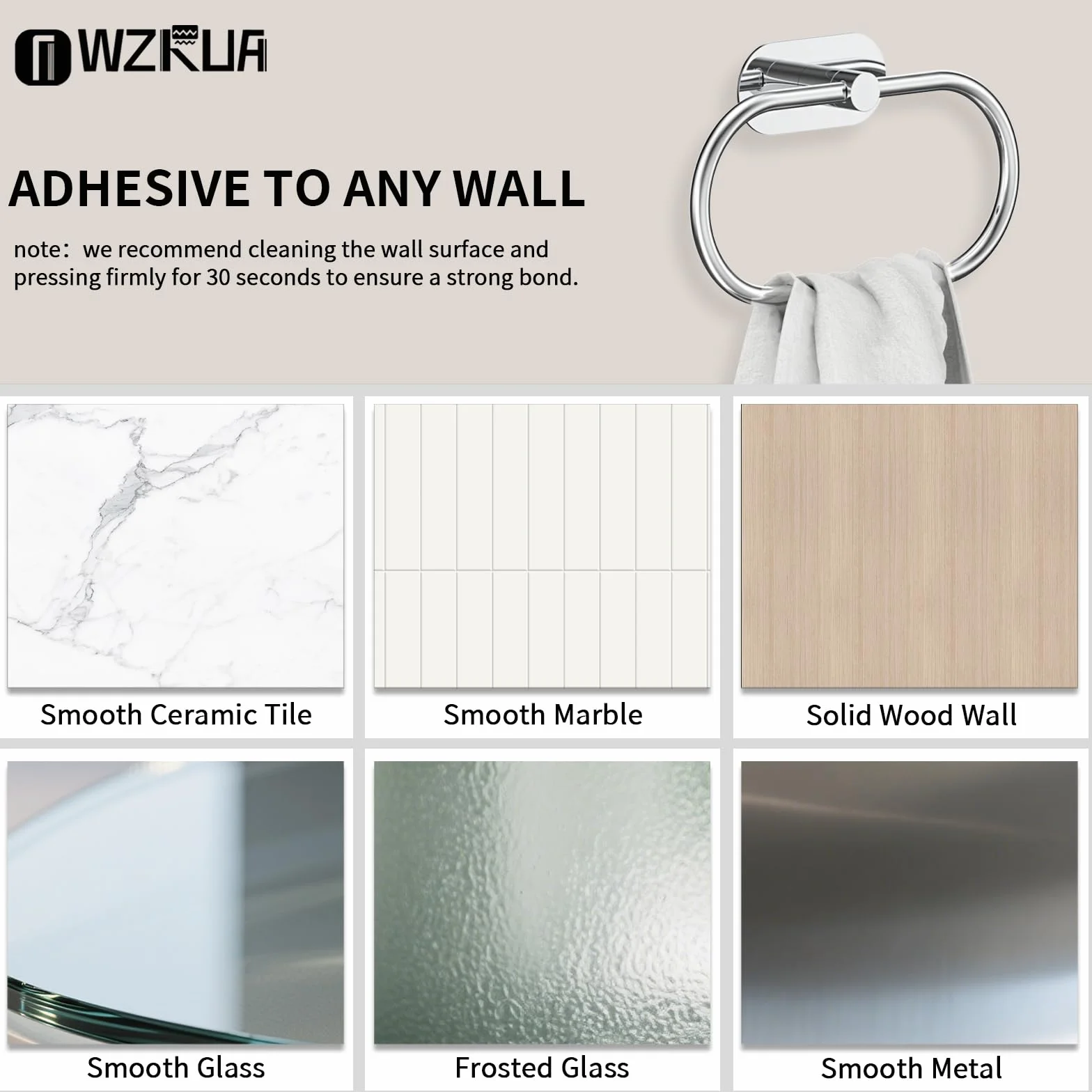 Toallero de acero inoxidable autoadhesivo para baño y cocina, colgador de toallas resistente (cromo)