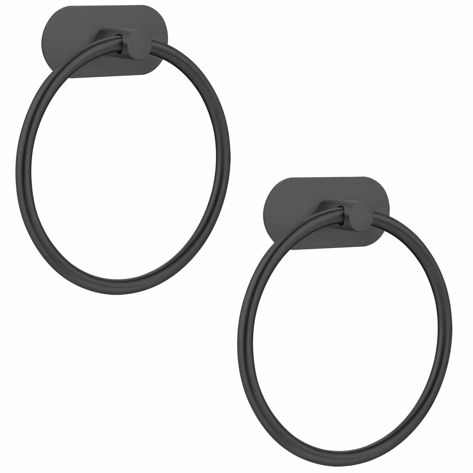Juego de 2 Anillos de Toalla autoadhesivos de Acero Inoxidable Negro para Cuarto de baño