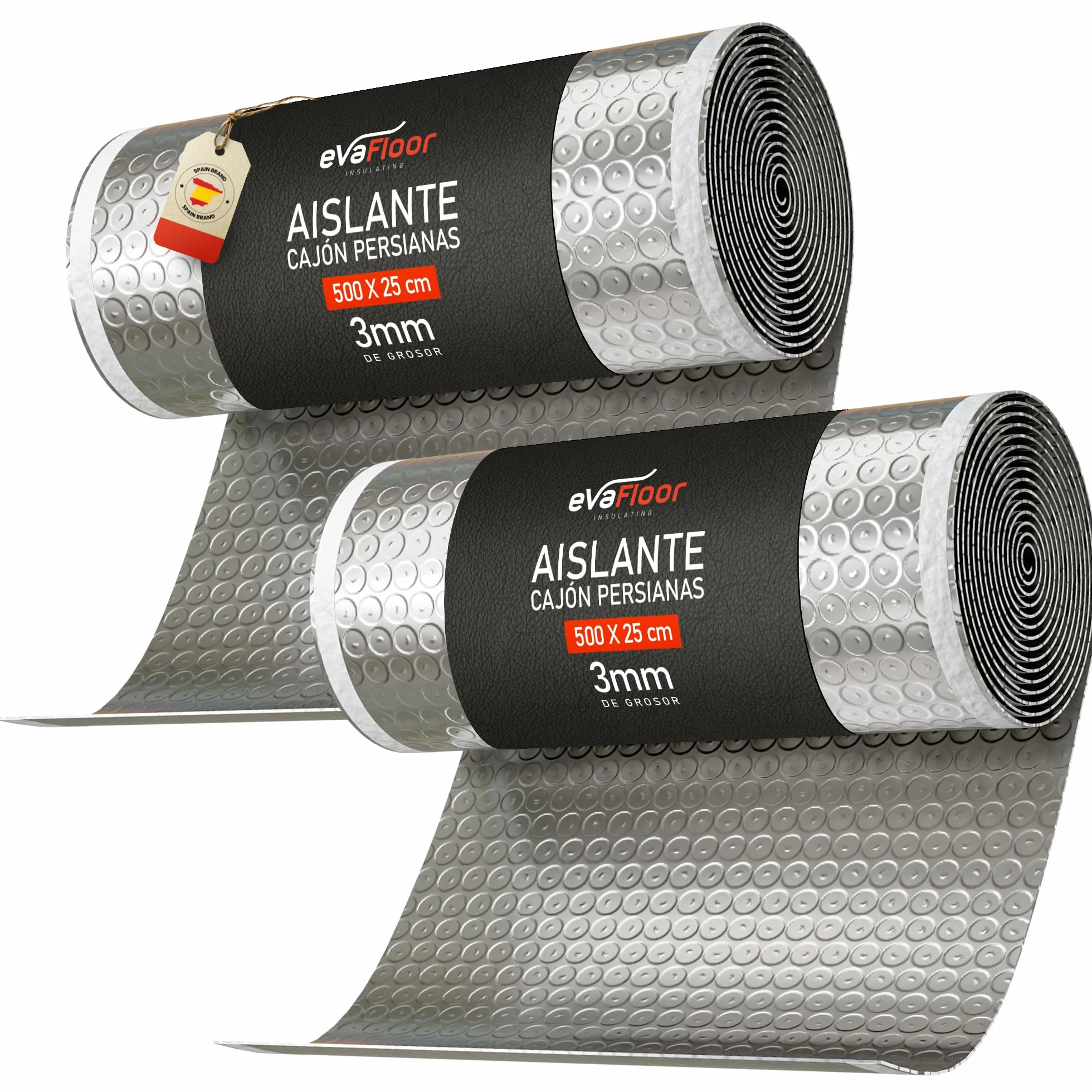 Rollo Aislante Persianas Cajón Autoadhesivo 5m x 25 cm | Aísla Frío, Calor y corrientes de Aire | Ahorro Energético & Mayor Confort (Pack 2)
