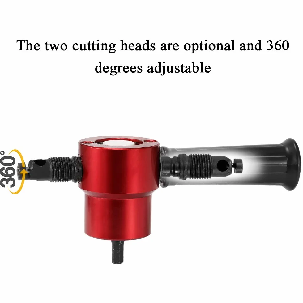 Cortador de metal de 360 grados, doble cabeza de corte de metal para hoja de corte de corte de sierra de corte ajustable herramienta eléctrica (plata)
