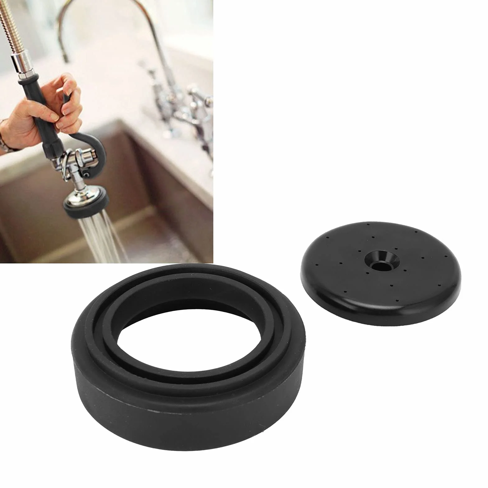 Alvinlite Kit de reparación de válvula de rociado de preenjuague para Todos los rociadores de fregaderos comerciales Parachoques de Cara y Piezas de reparación de Tornillos(Negro)