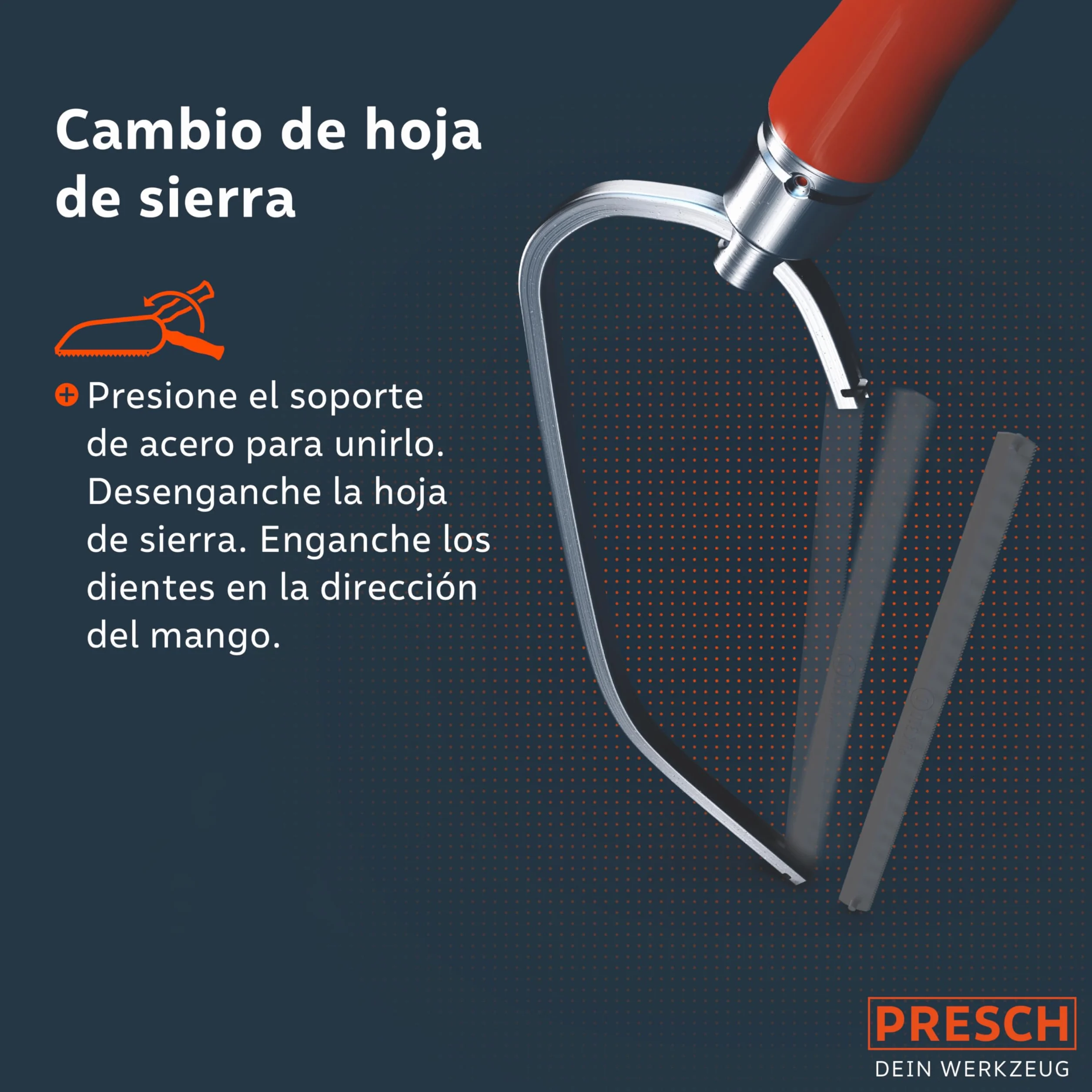 Presch Sierra de arco plegable PUK 150mm para metal no ferroso, plástico, aluminio, madera