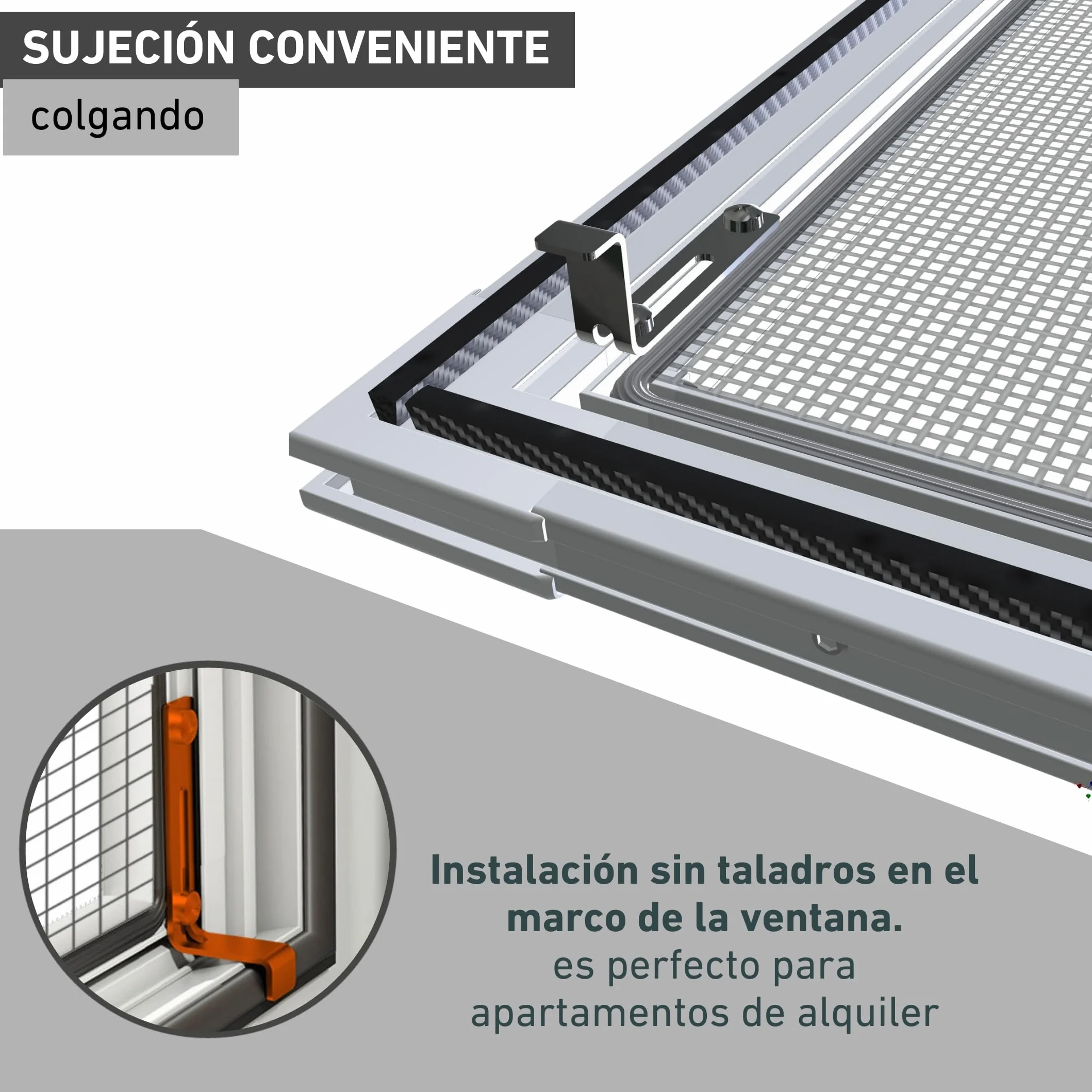Windhager 03651 - Muelles de suspensión para protección contra Insectos, ángulo de suspensión, Soporte de Montaje para protección contra Insectos, Marco de sujeción, ángulo de 5 a 35 mm, Ajustable