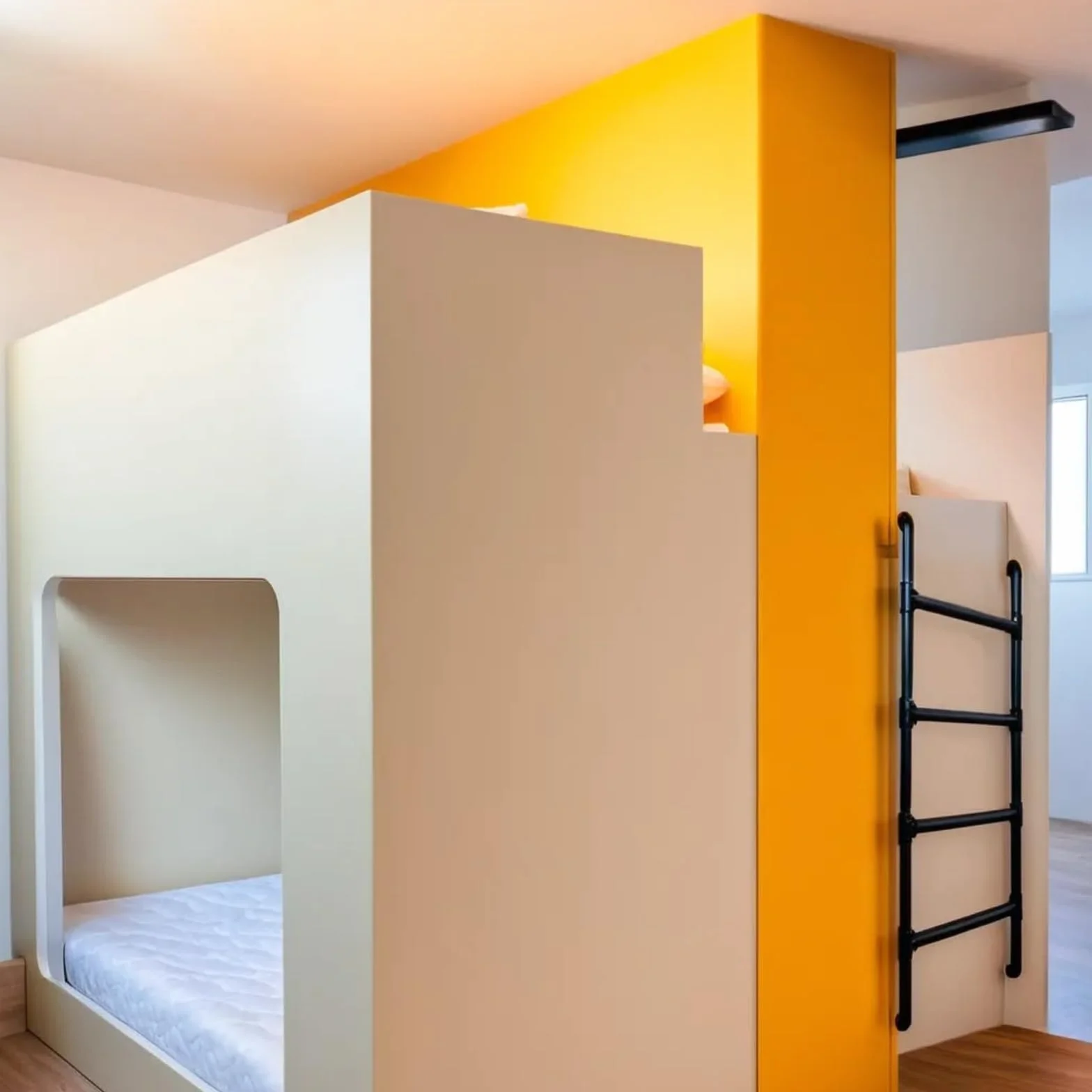 Escalera de 4 Peldaños Montada en Pared para Salida de Emergencia por Ventana de Sótano | Acceso Metálico Fijo con Ganchos para Ático, Caravana y Cama | de Seguridad Fijada a la Pared de Cuatro