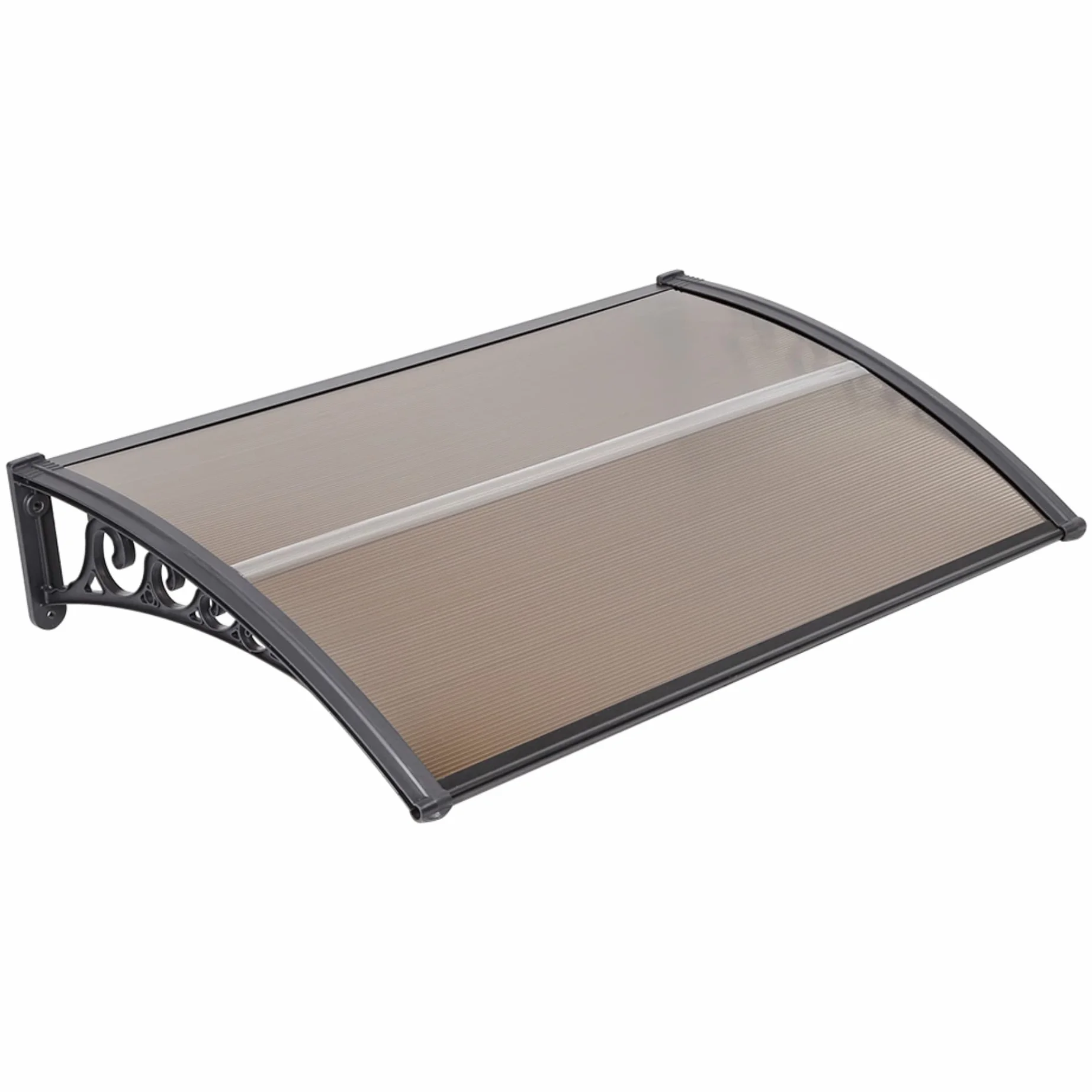 Marquesina para Puerta de Entrada con Techo de Policarbonato Resistente a la Lluvia y UV, 60x100 cm, Marrón