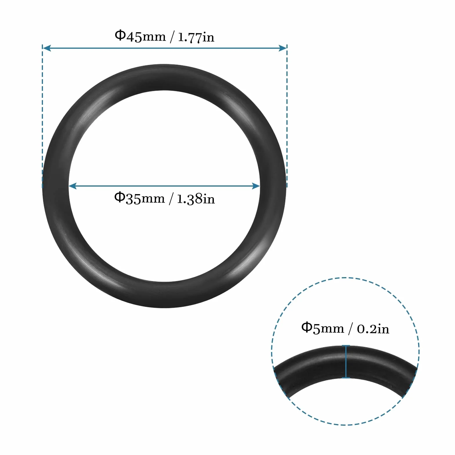 QUARKZMAN 45mm x 35mm x 5mm Nitrilo Goma Juntas Tóricas x 10uds Redondo Junta Arandela para Grifo Plomería Reparación Sellado Conexión [Negro]