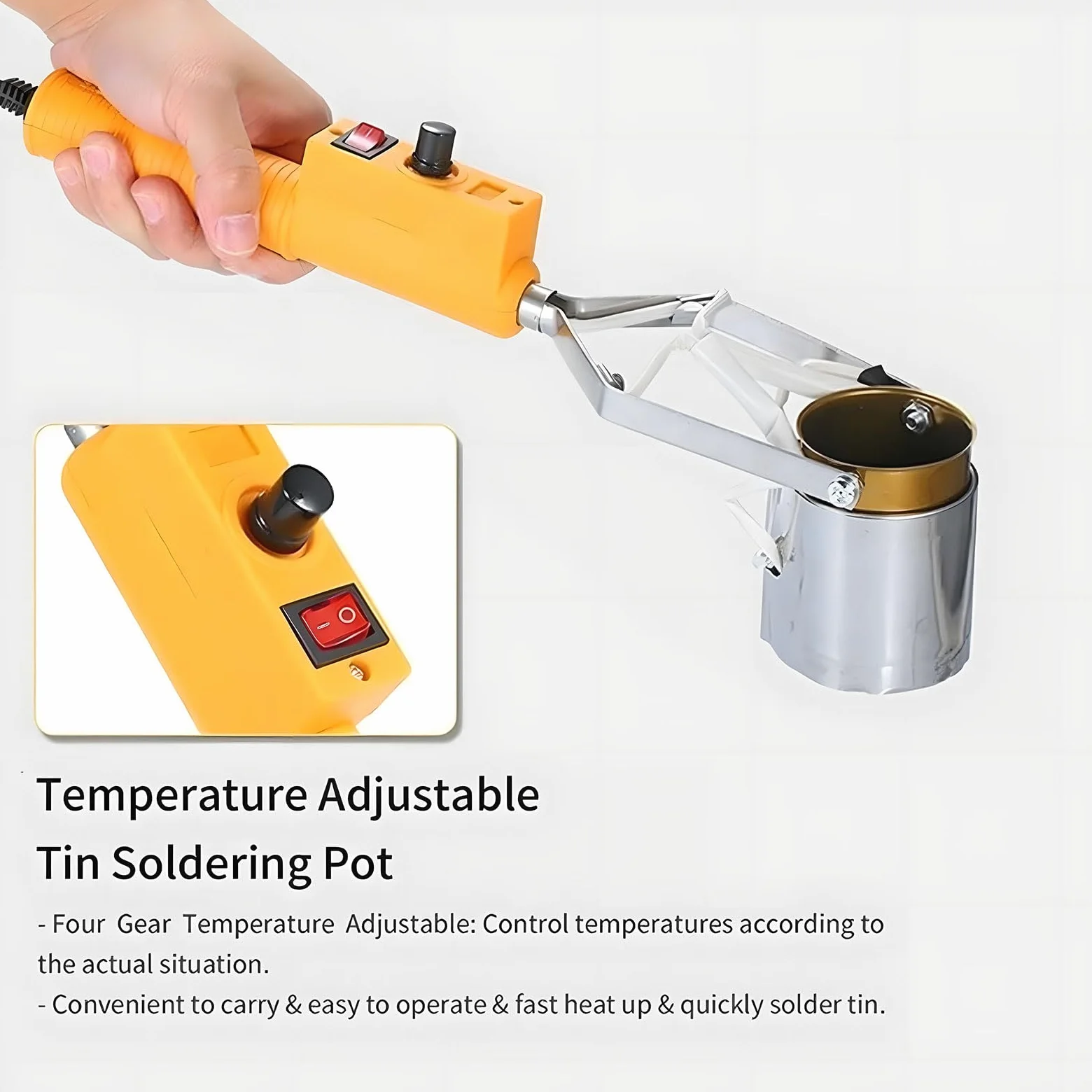 Olla Portátil para Fundir Plomo de 150 W-300 W Olla Manual para Fundir Plomo de 150-450 ℃ Ajuste para Moldes de Pesas de Pesca 300w