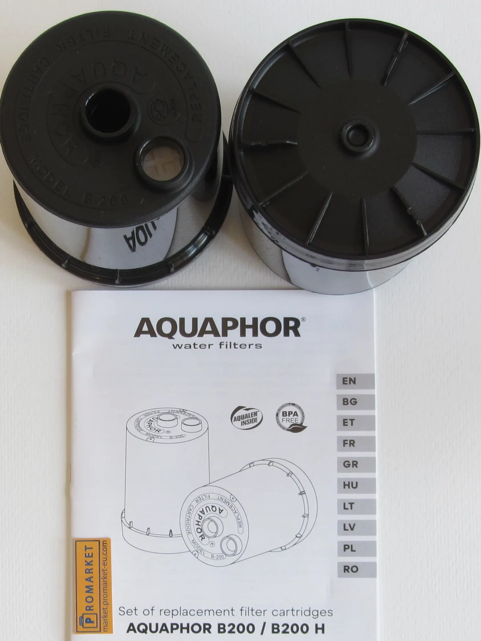 Aquaphor B200 Juego de dos cartuchos de repuesto originales para filtro de agua grifo "Aquaphor Modern" para agua dulce normal