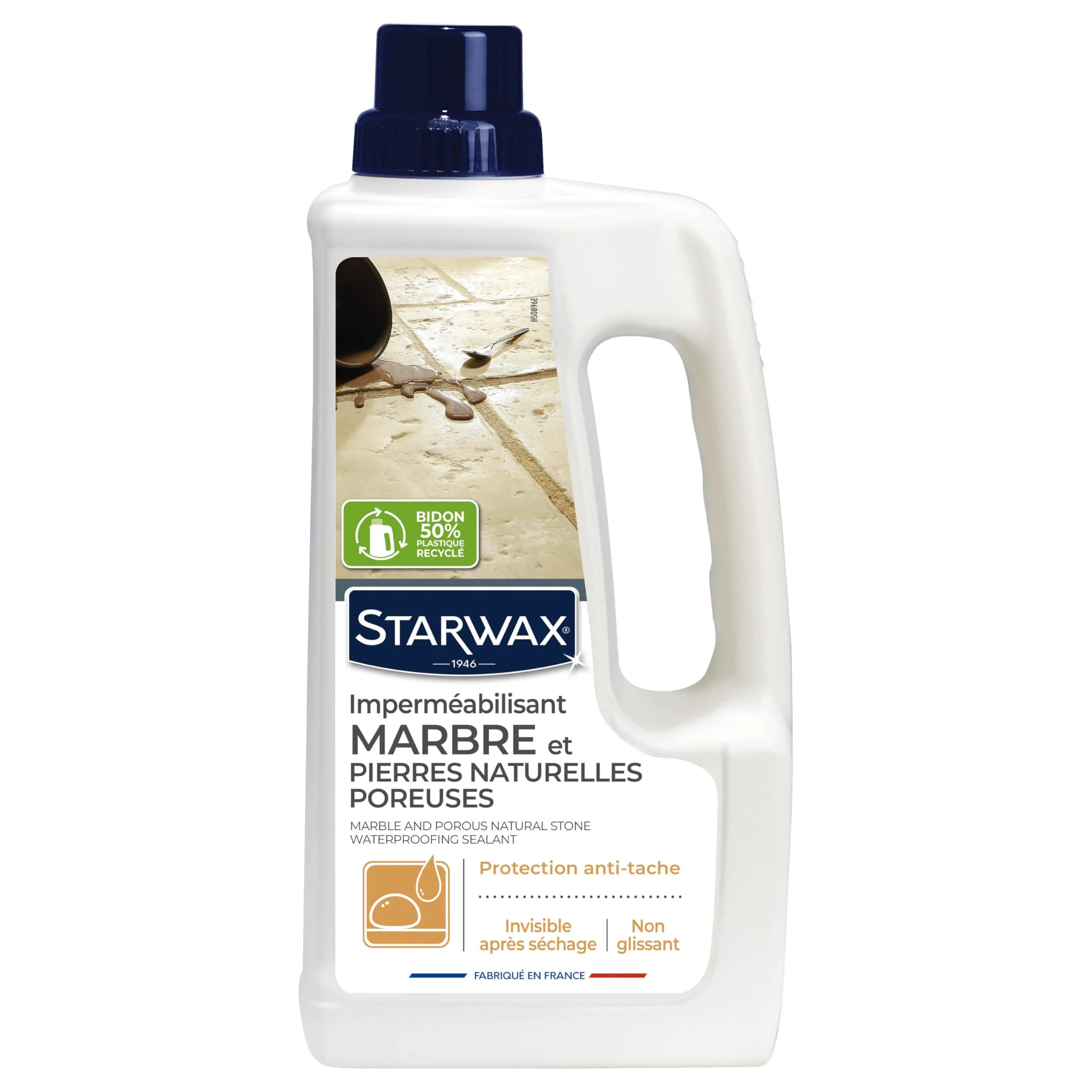 STARWAX-Impermeabilización mármol y piedra natural porosa - Protege e impermeabiliza - Eficaz contra las manchas de agua, grasa y vinagre - Fabricado en Francia - 1 l - 20 m²
