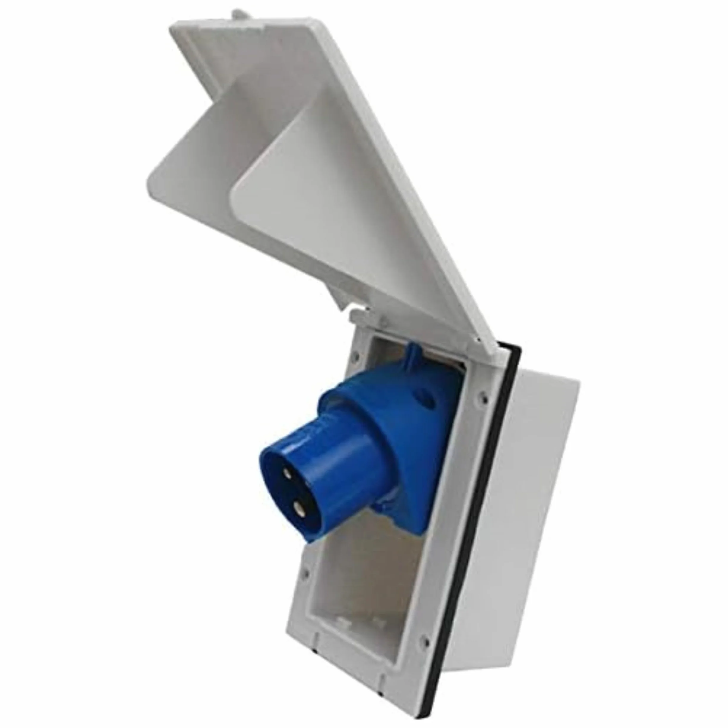Enchufe CEE HABA para caravanas y caravanas – 230 V/16 A, 3 polos, IP44, instalación sencilla, diseño robusto – Blanco