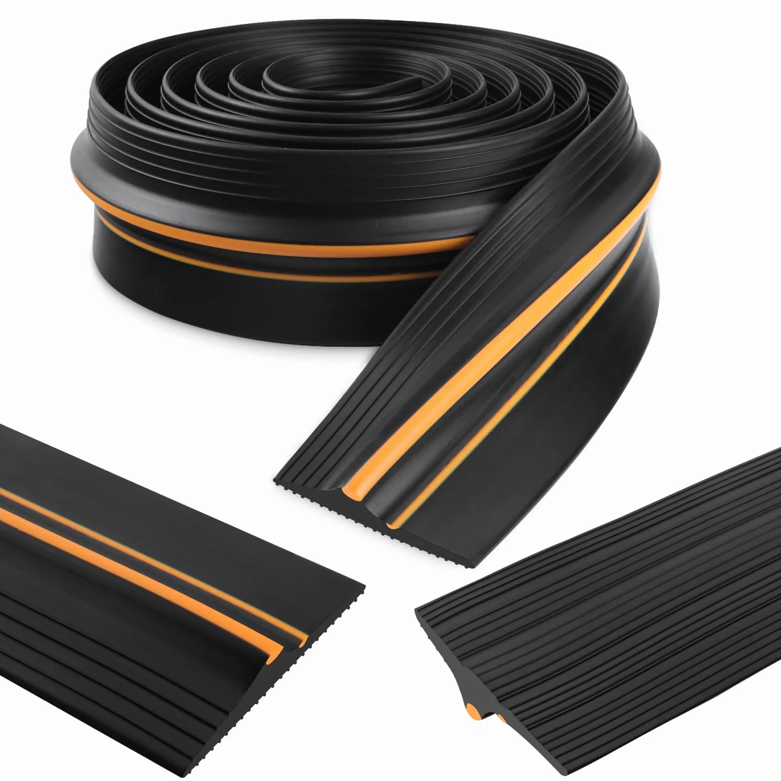 Burletes de goma para puertas de garaje sello de umbral de puerta de garaje para talleres, almacenes, protector impermeable y barrera contra inundaciones (80mm×14mm×3m, negro)