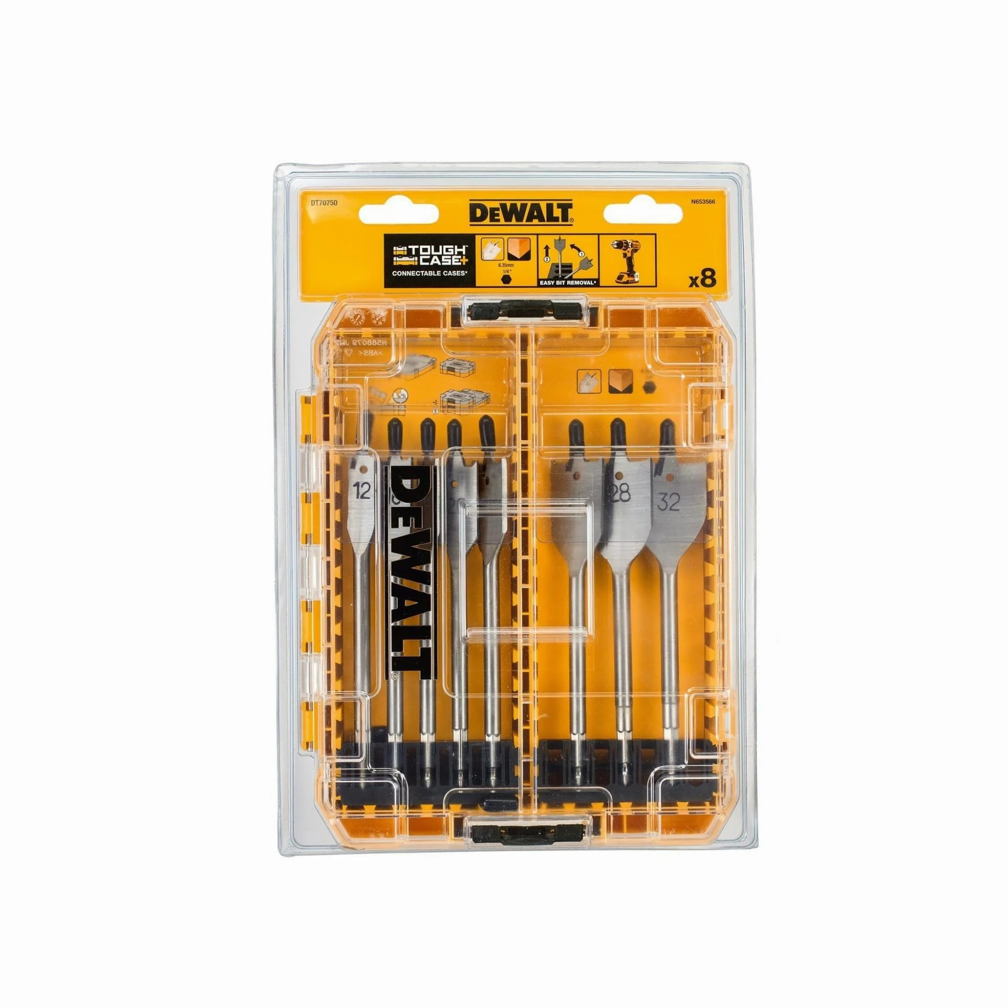 DeWalt DT70750-QZ - Toughcase: Juego de 8 brocas para madera - Para taladro y atornillador