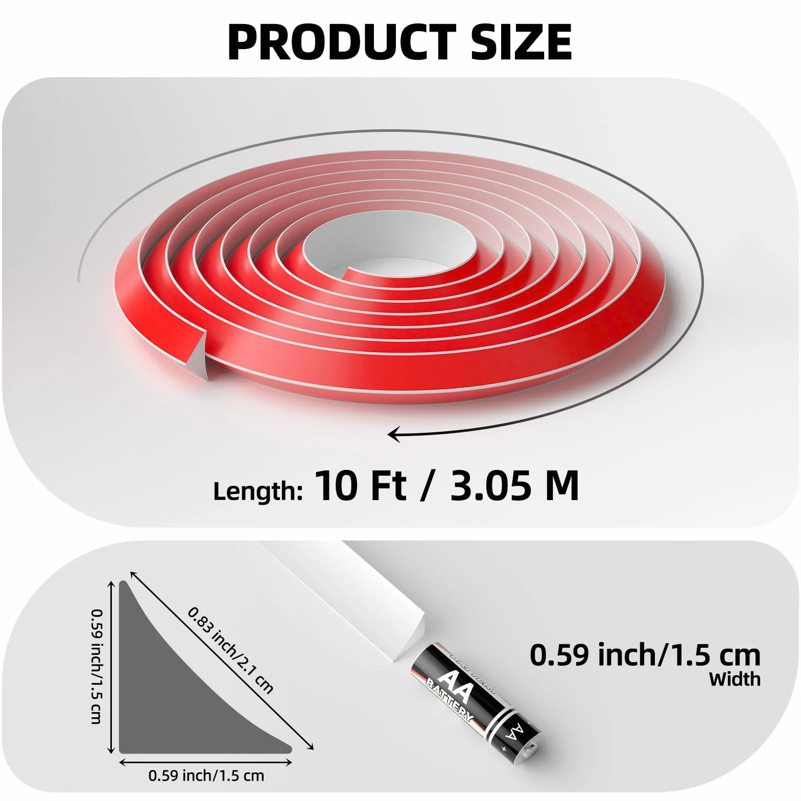 Mouldura Flexible Autoadhesiva en Silicona, 3,05m, Forma de L para Esquinas, Blanco