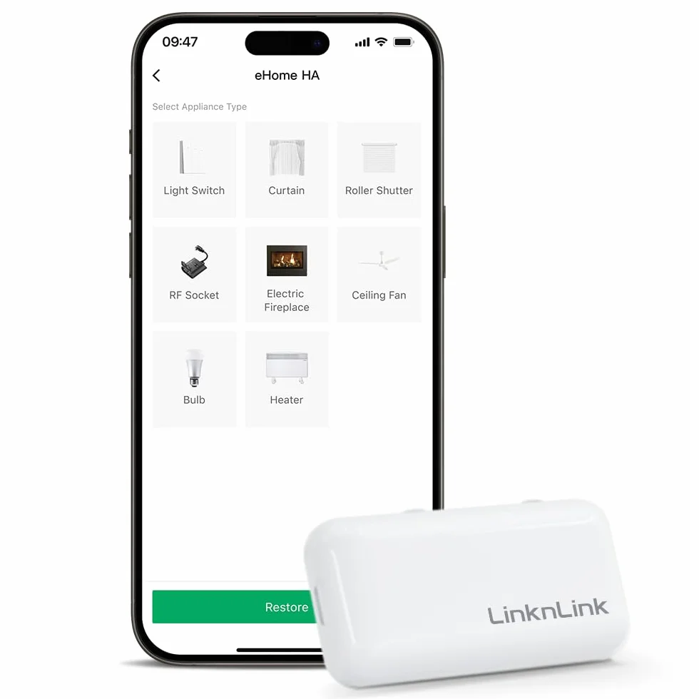 eHome HA Wi-Fi Smart RF Mando Universal Controlador RF Interruptores Luz Ventiladores Techo Motores Persiana RF2MQTT Home Assistant Compatible Alexa Google Home