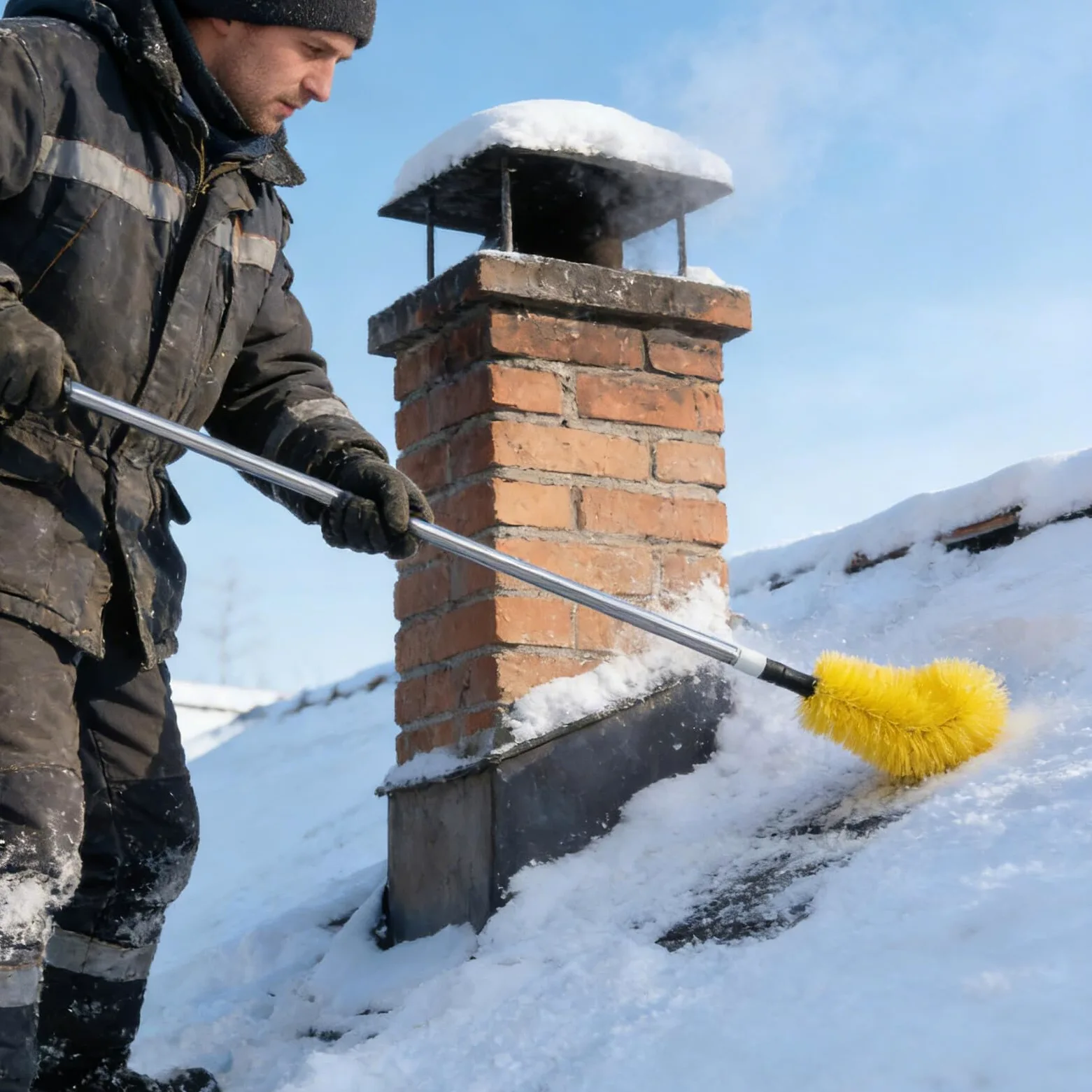 Juego de Herramientas Profesionales para Limpieza de Chimeneas y Conductos de Secadora, Cepillo Desmontable de 4 M (13 Pies) Varillas de 32 Cm, Kit para Deshollinar Estufas de Leña