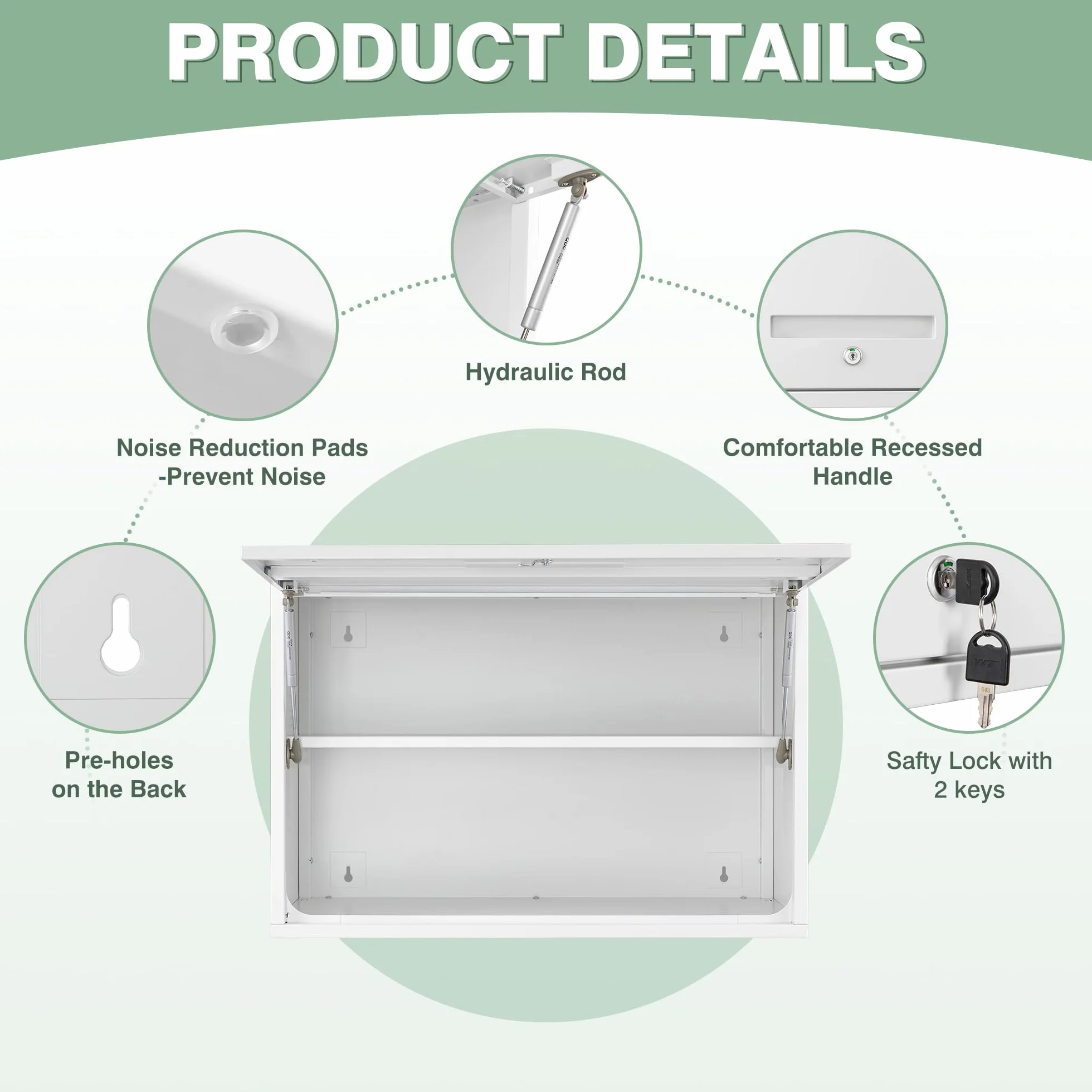 Sightlife Armario Colgante de Pared Cocina Baño Cierre 55 x 80 x 40 cm