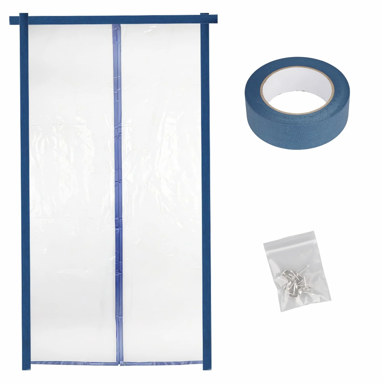 BigKing - Soporte de polvo con bisagra, con cierre magnético, 220 x 110 cm, película antipolvo, para decoración de hogar, renovación y nueva construcción (1 unidad, transparente B)